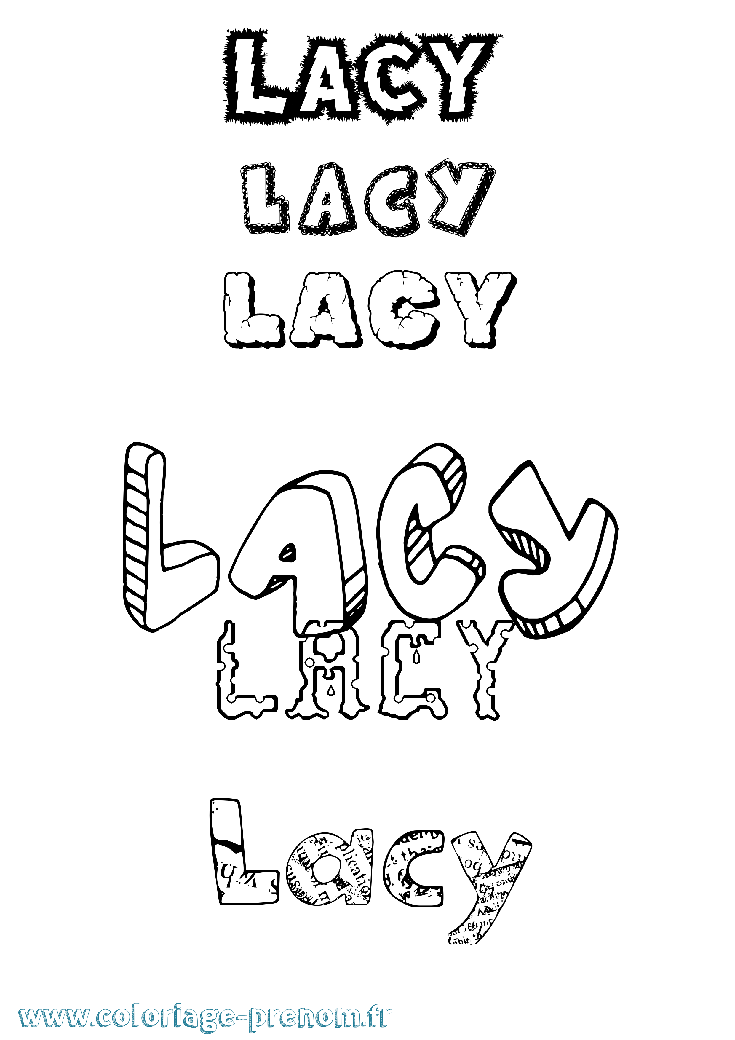 Coloriage Lacy Destructuré Coloriage prénom Lacy Destructuré
