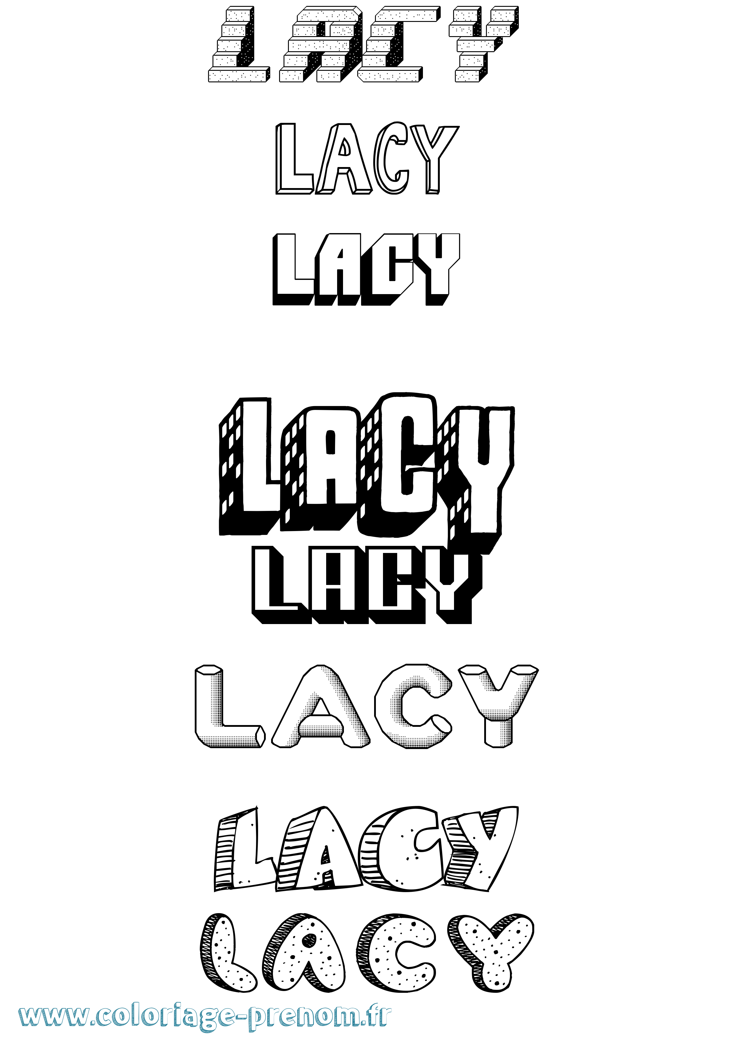 Coloriage Lacy Effet 3D Coloriage prénom Lacy Effet 3D
