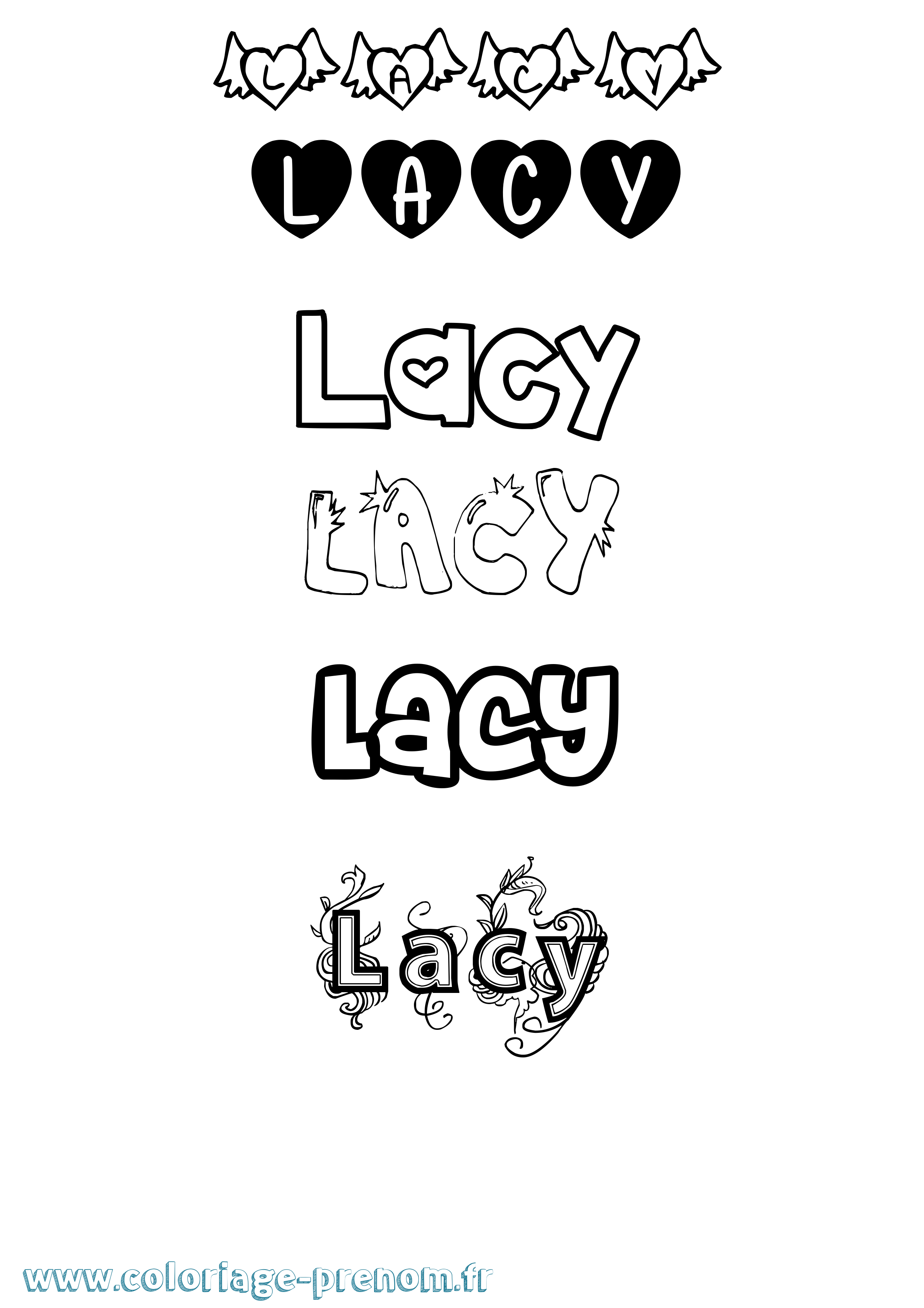 Coloriage prénom Lacy Girly