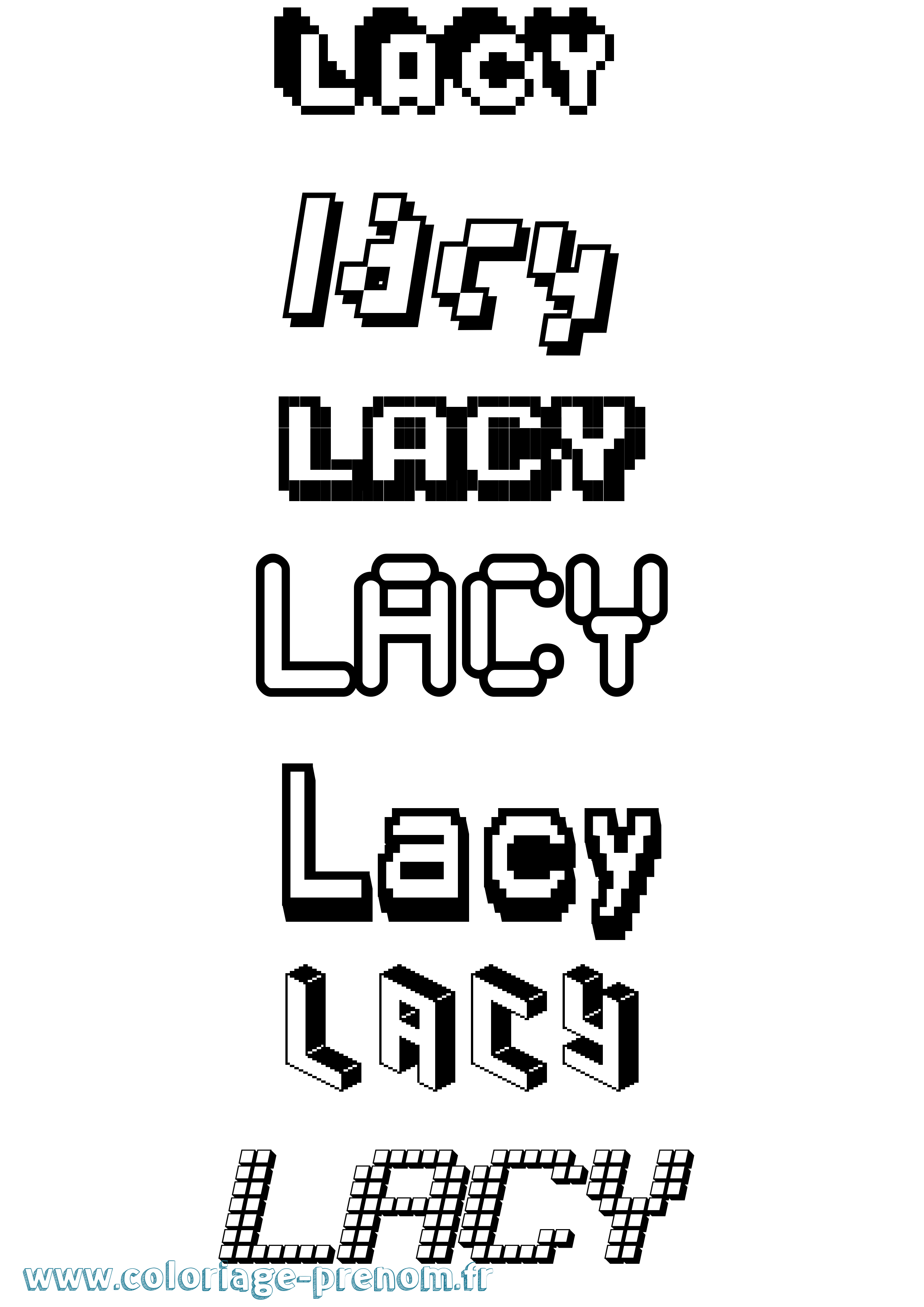 Coloriage prénom Lacy Pixel