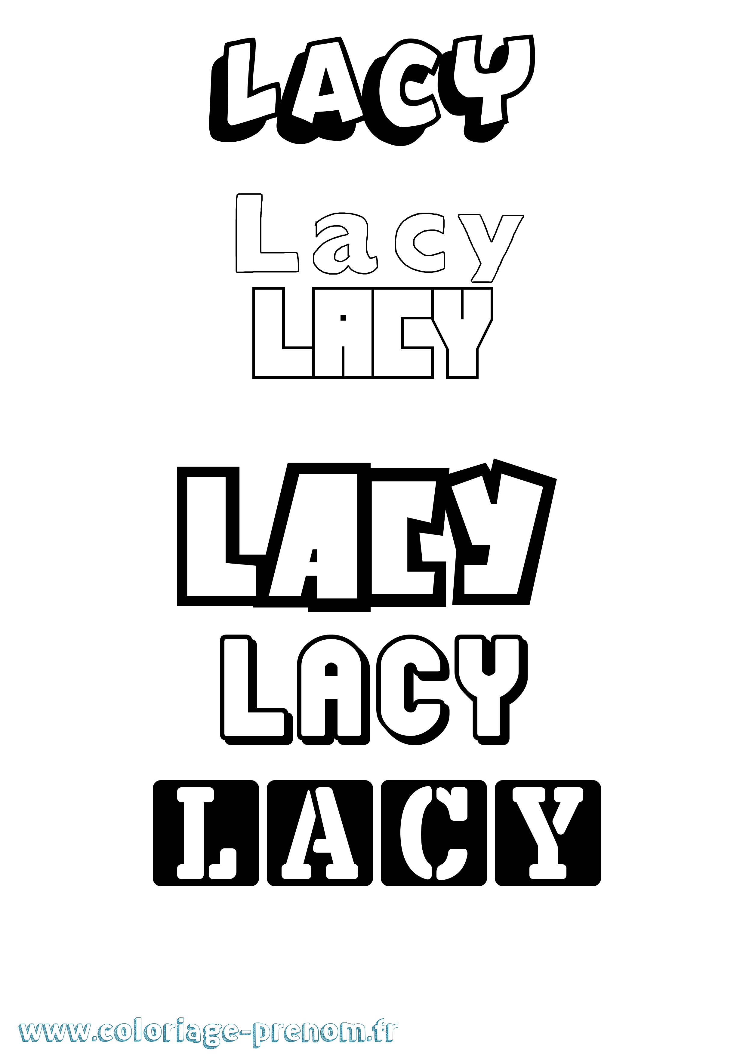 Coloriage Lacy Simple Coloriage prénom Lacy Simple