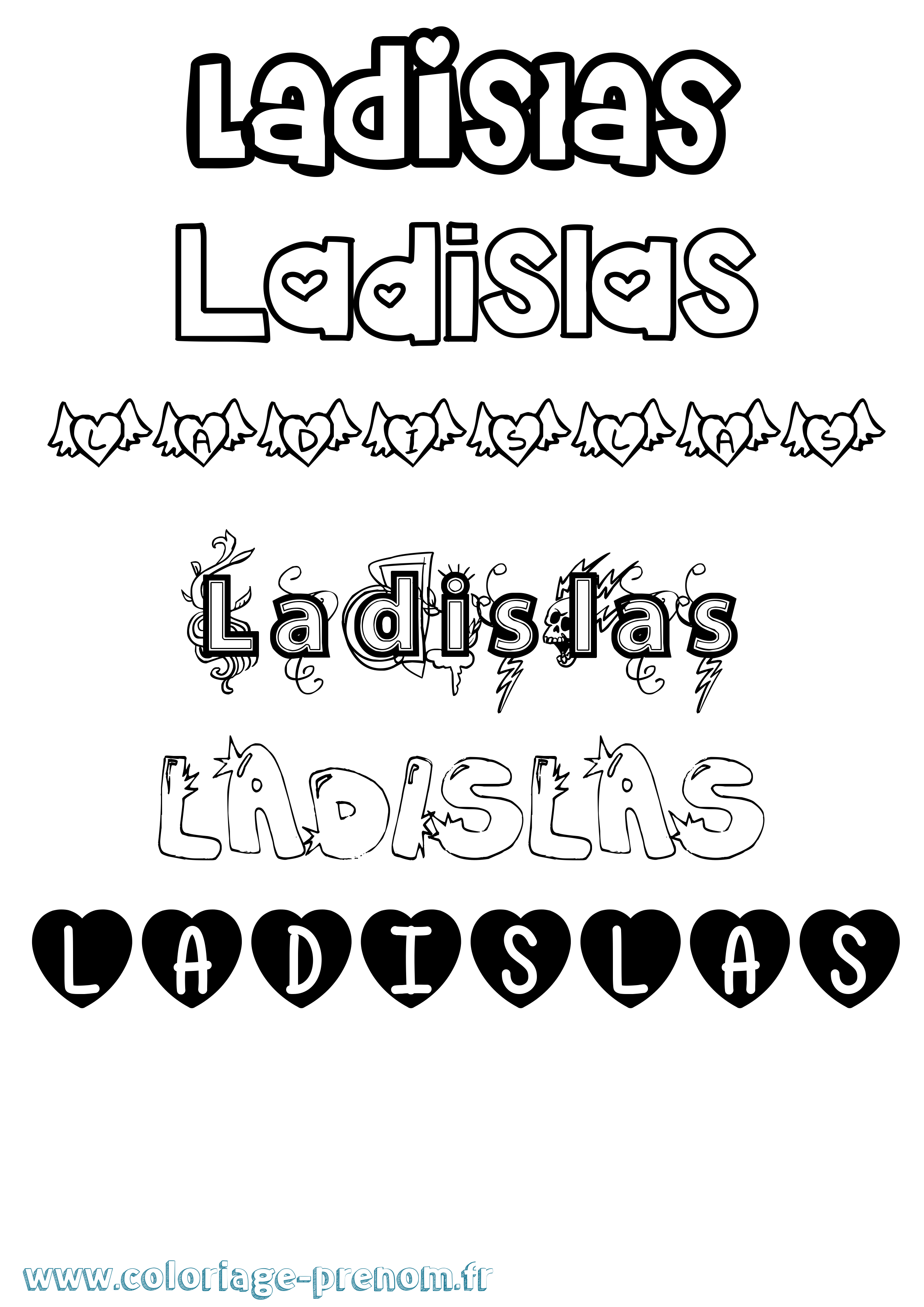 Coloriage prénom Ladislas Girly