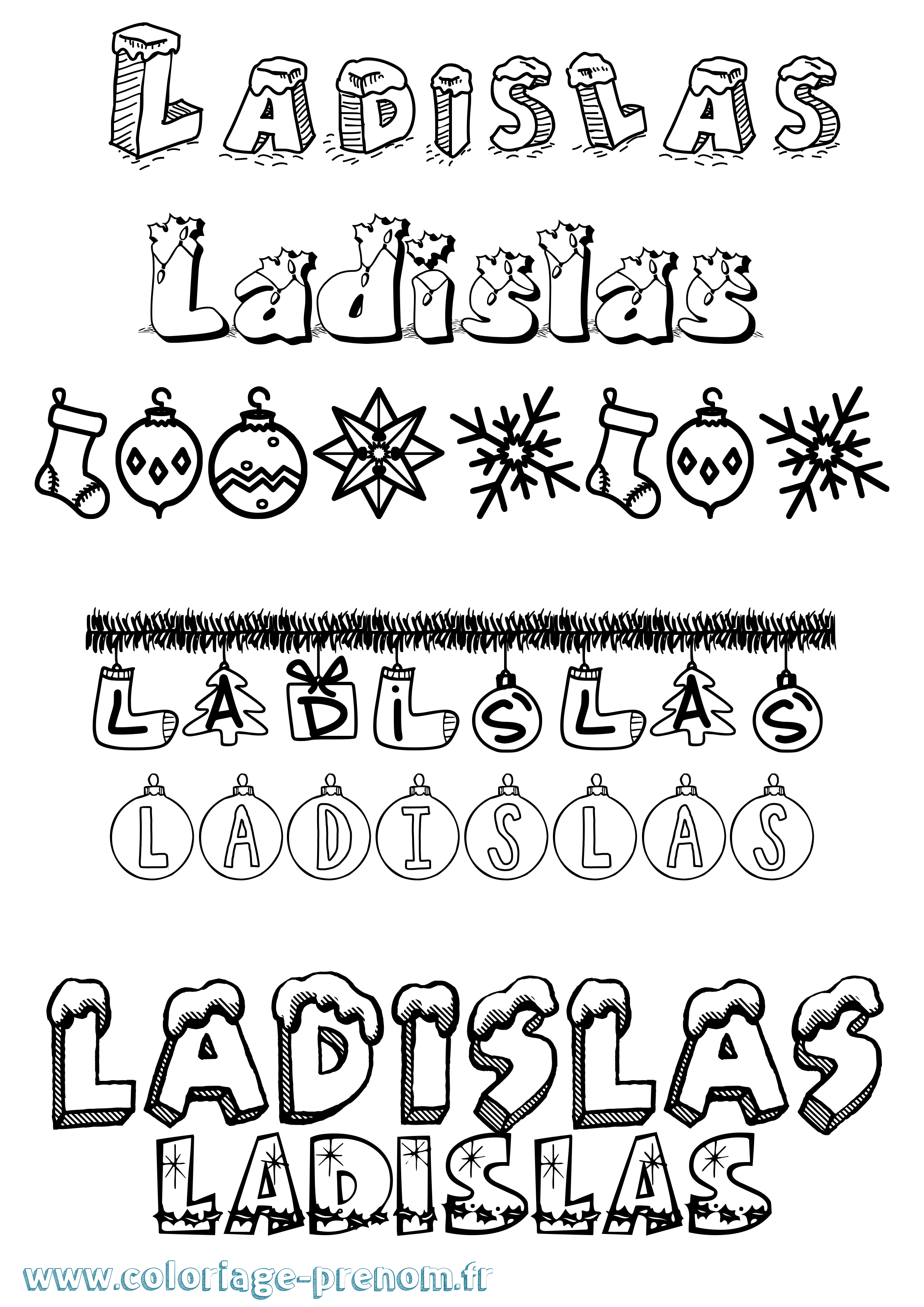 Coloriage prénom Ladislas Noël