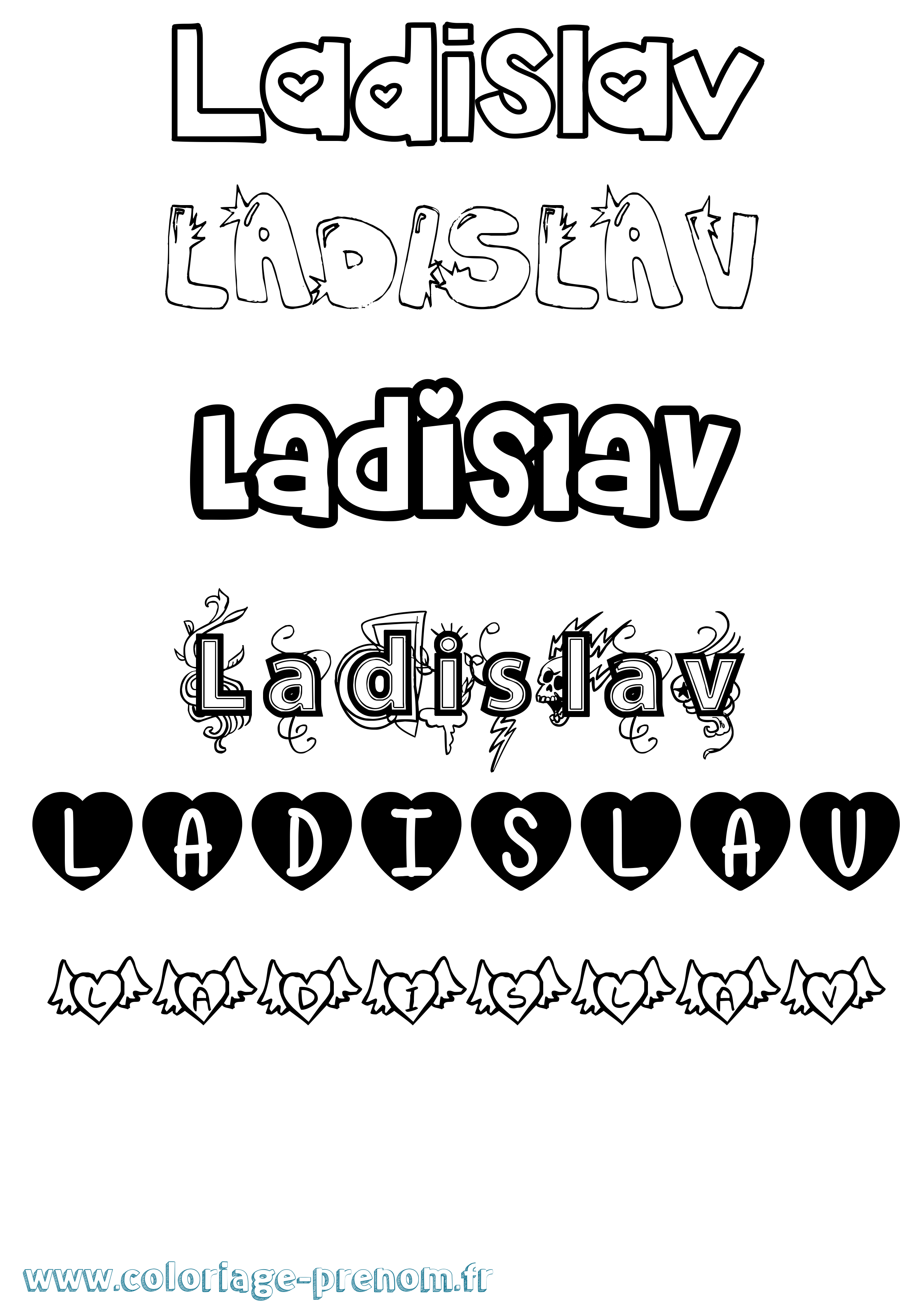 Coloriage prénom Ladislav Girly