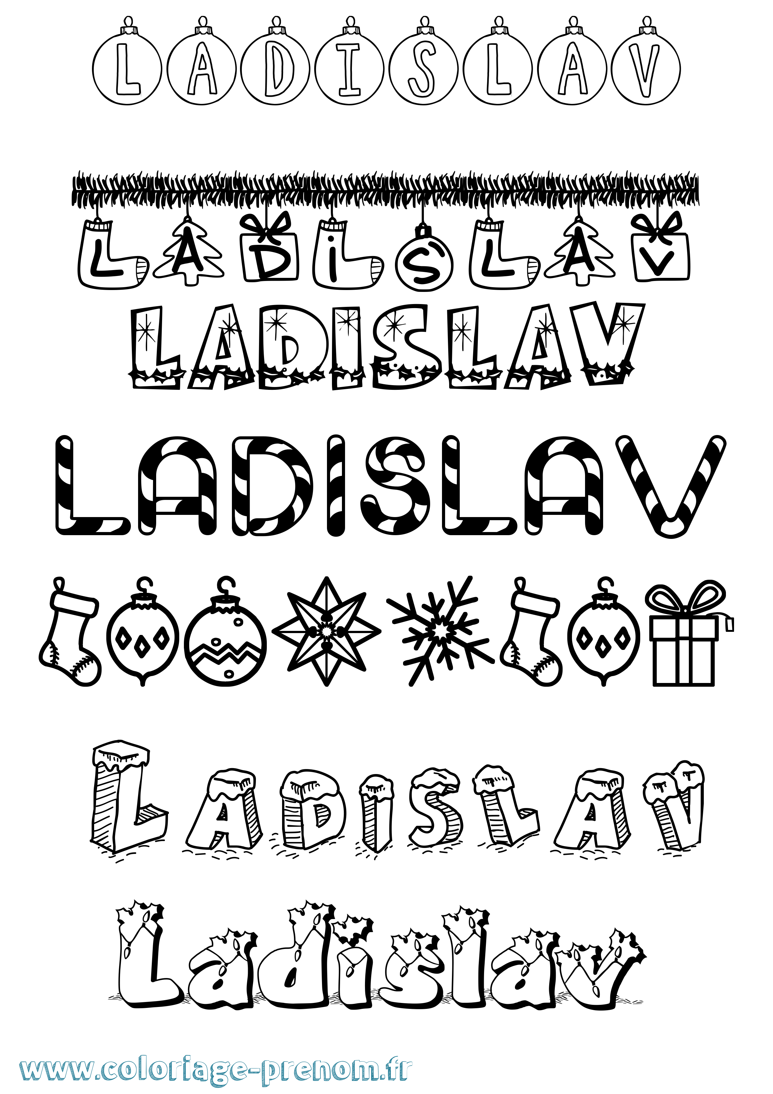 Coloriage prénom Ladislav Noël