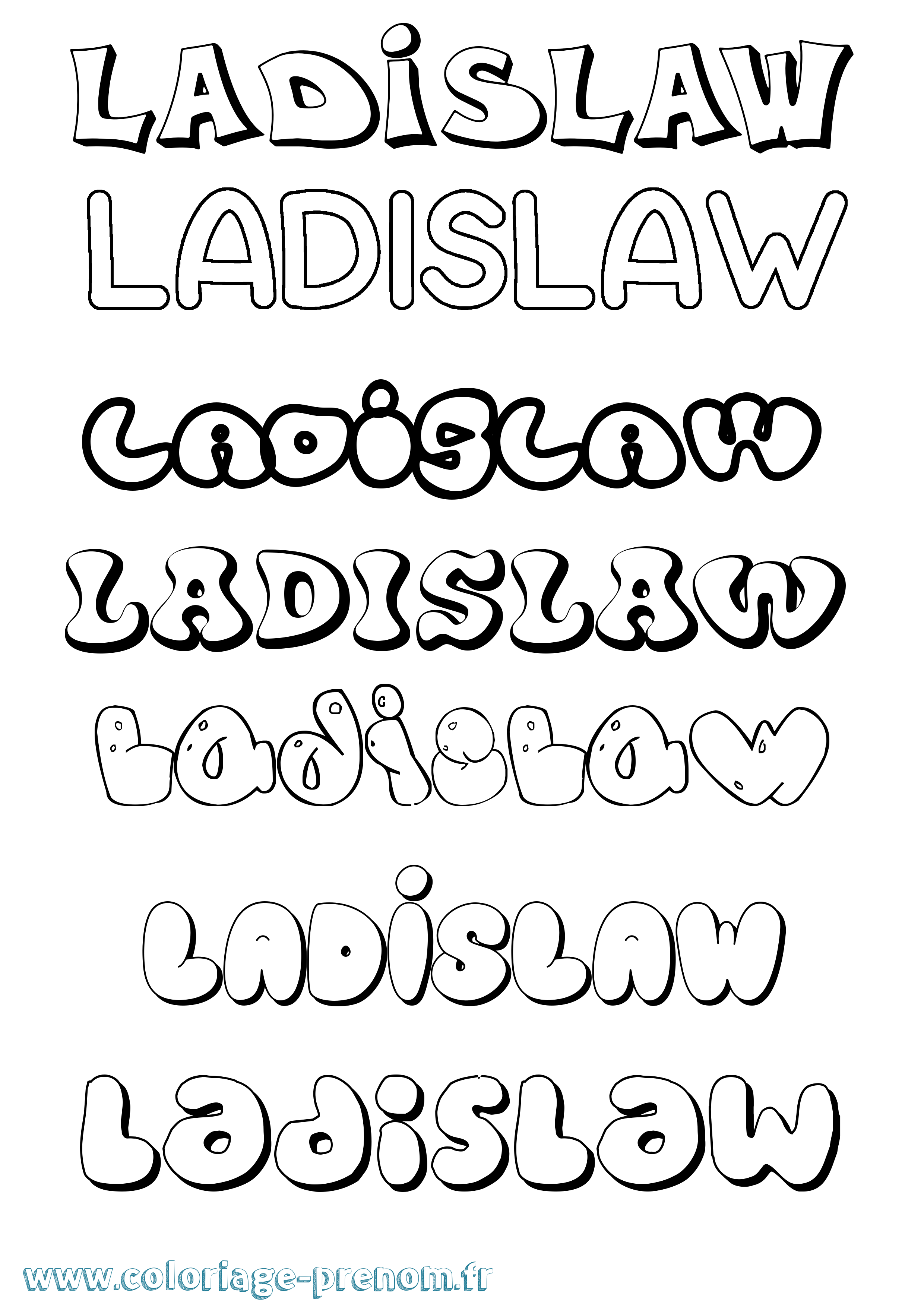 Coloriage prénom Ladislaw Bubble
