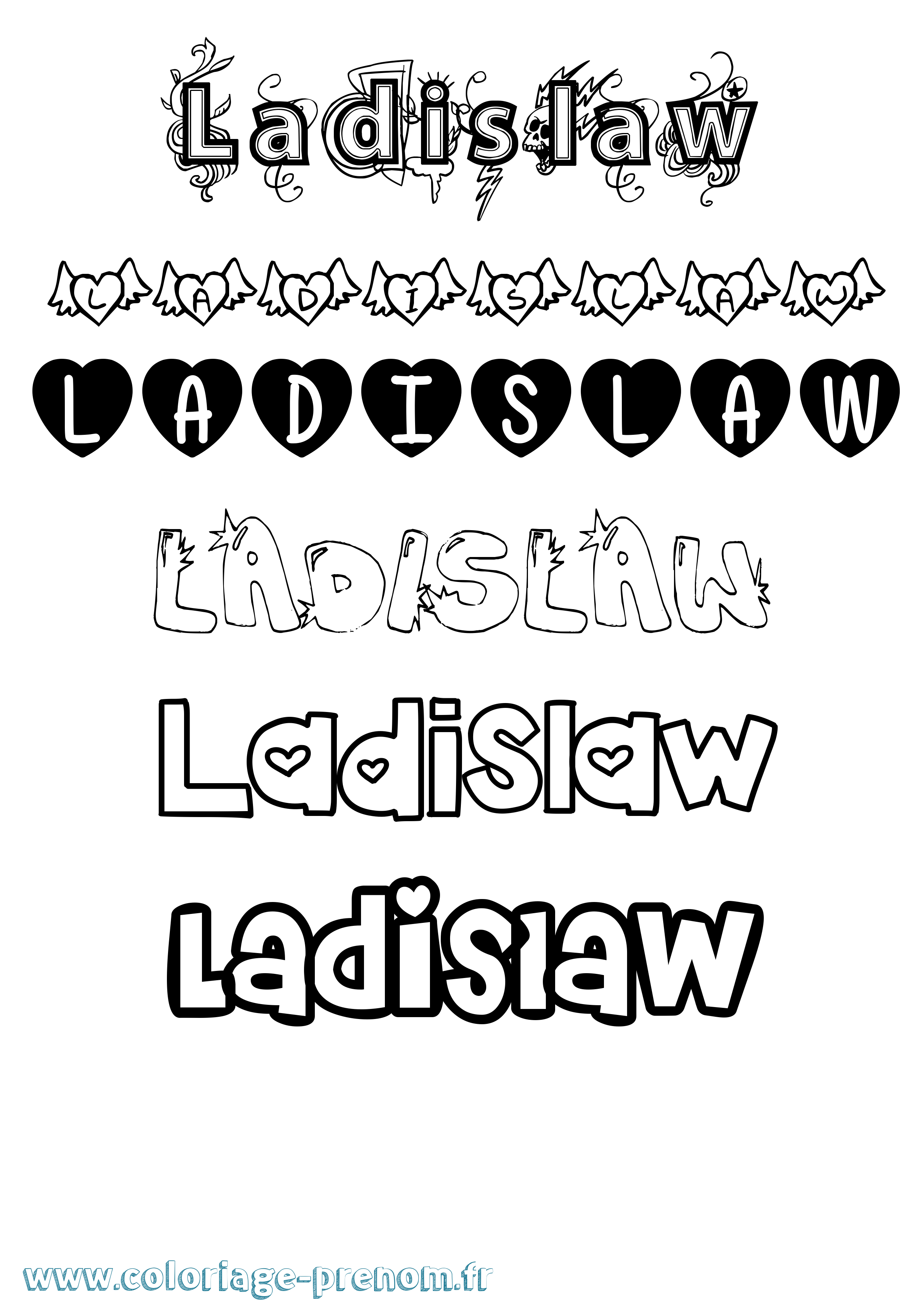Coloriage prénom Ladislaw Girly