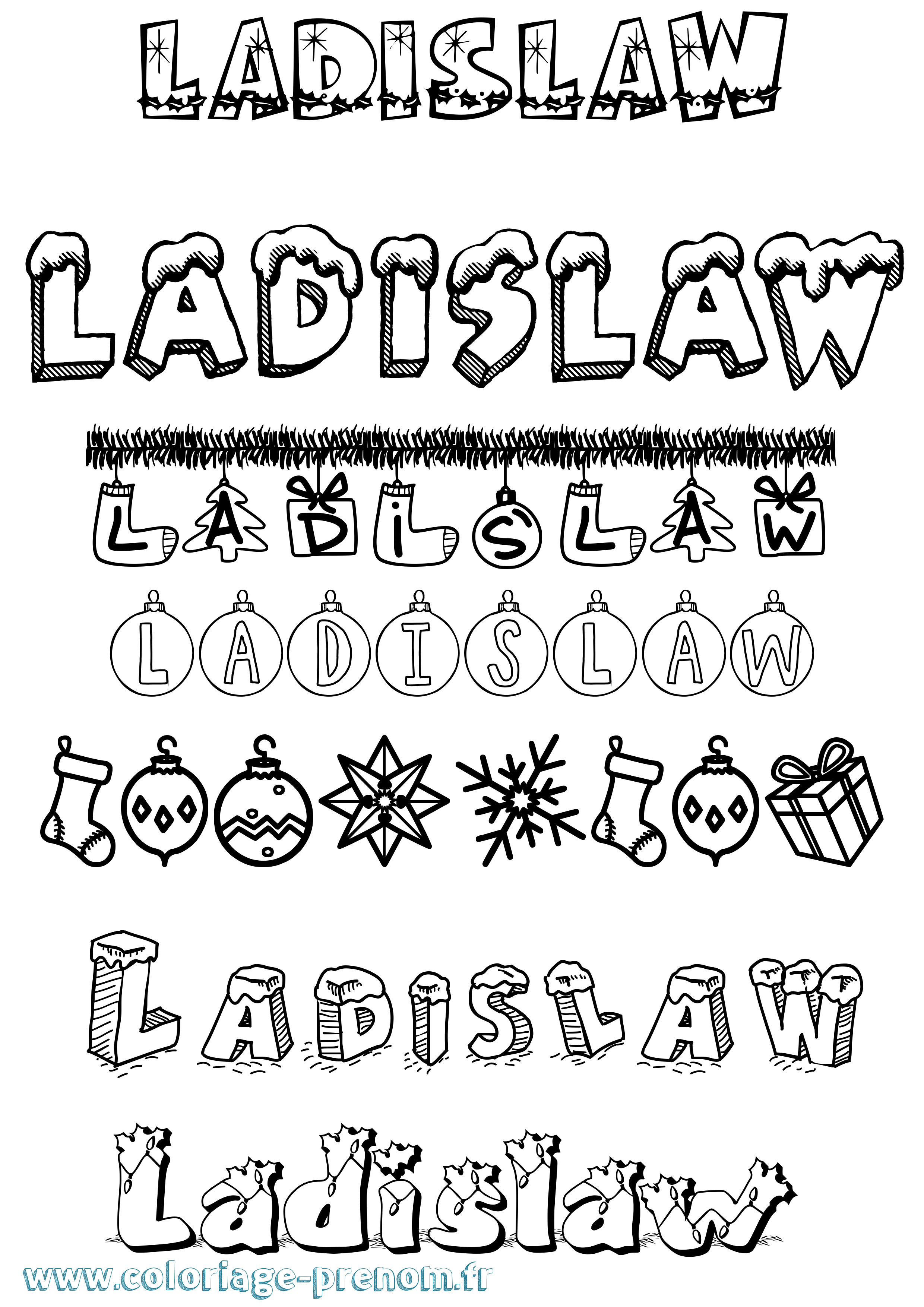 Coloriage prénom Ladislaw Noël