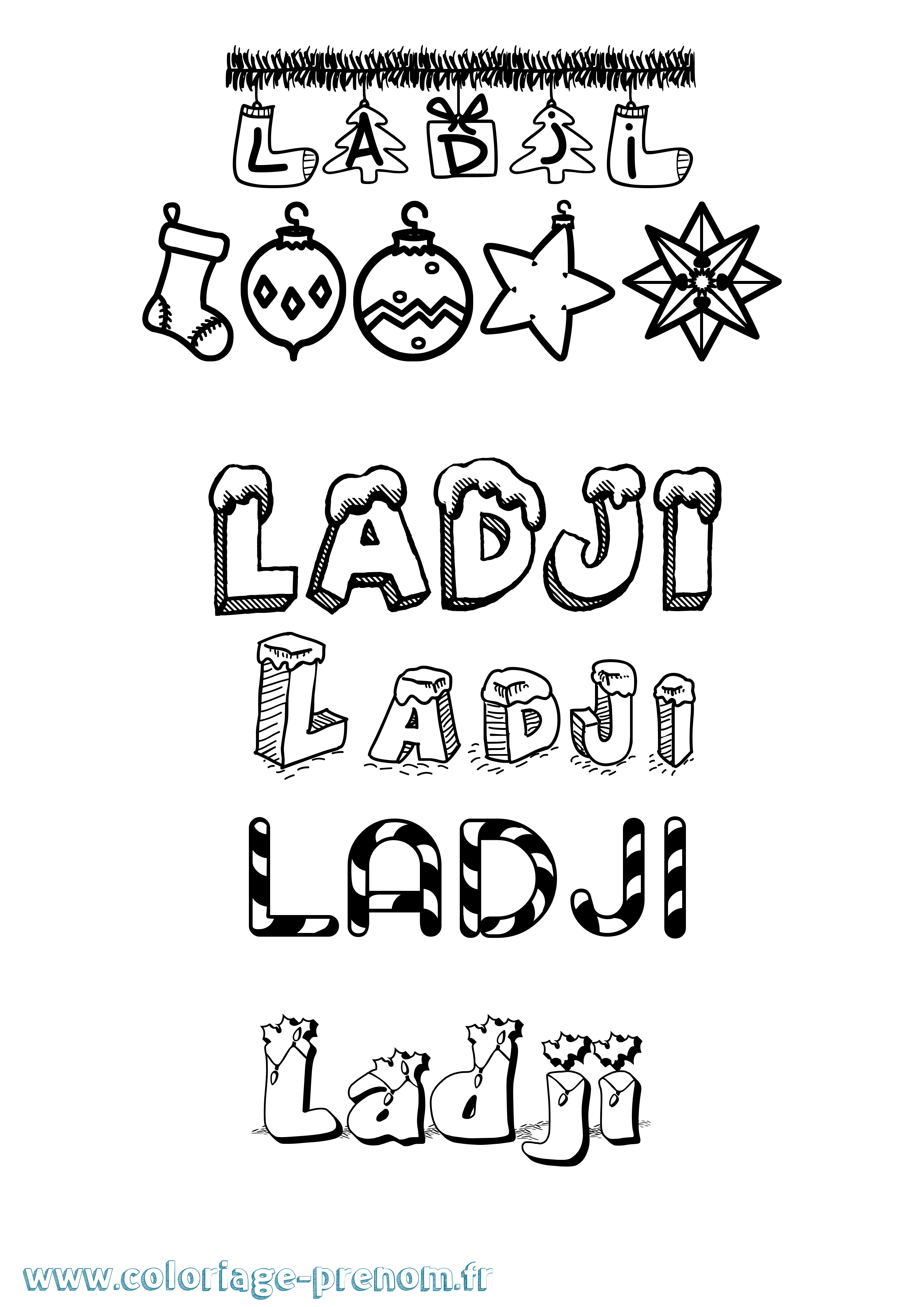 Coloriage Ladji Noël Coloriage prénom Ladji Noël