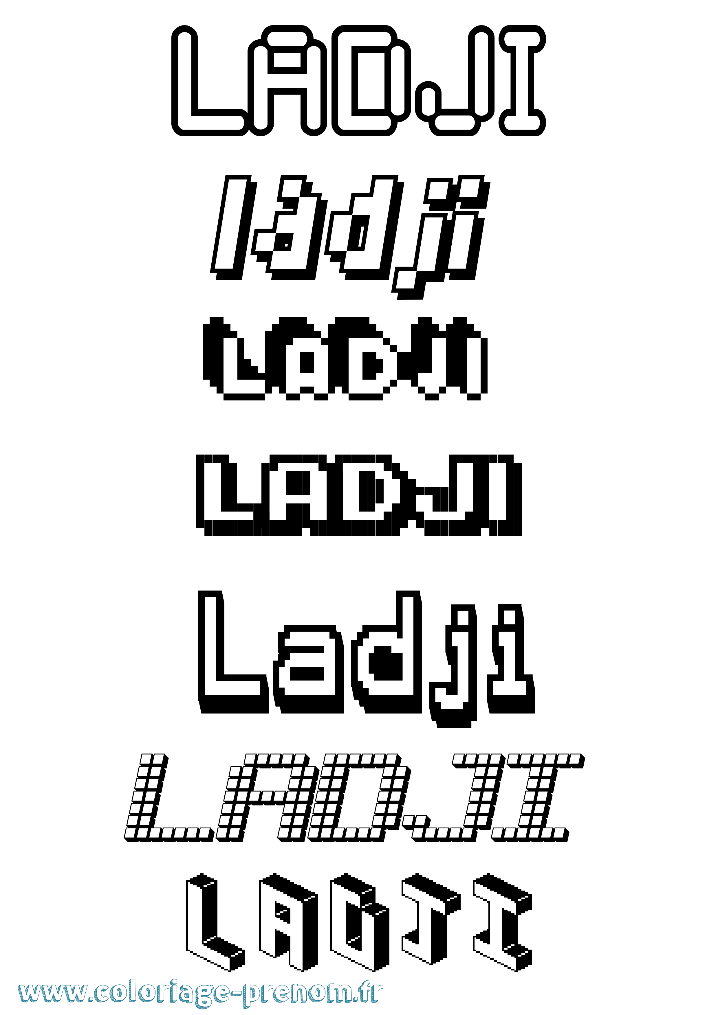 Coloriage prénom Ladji Pixel