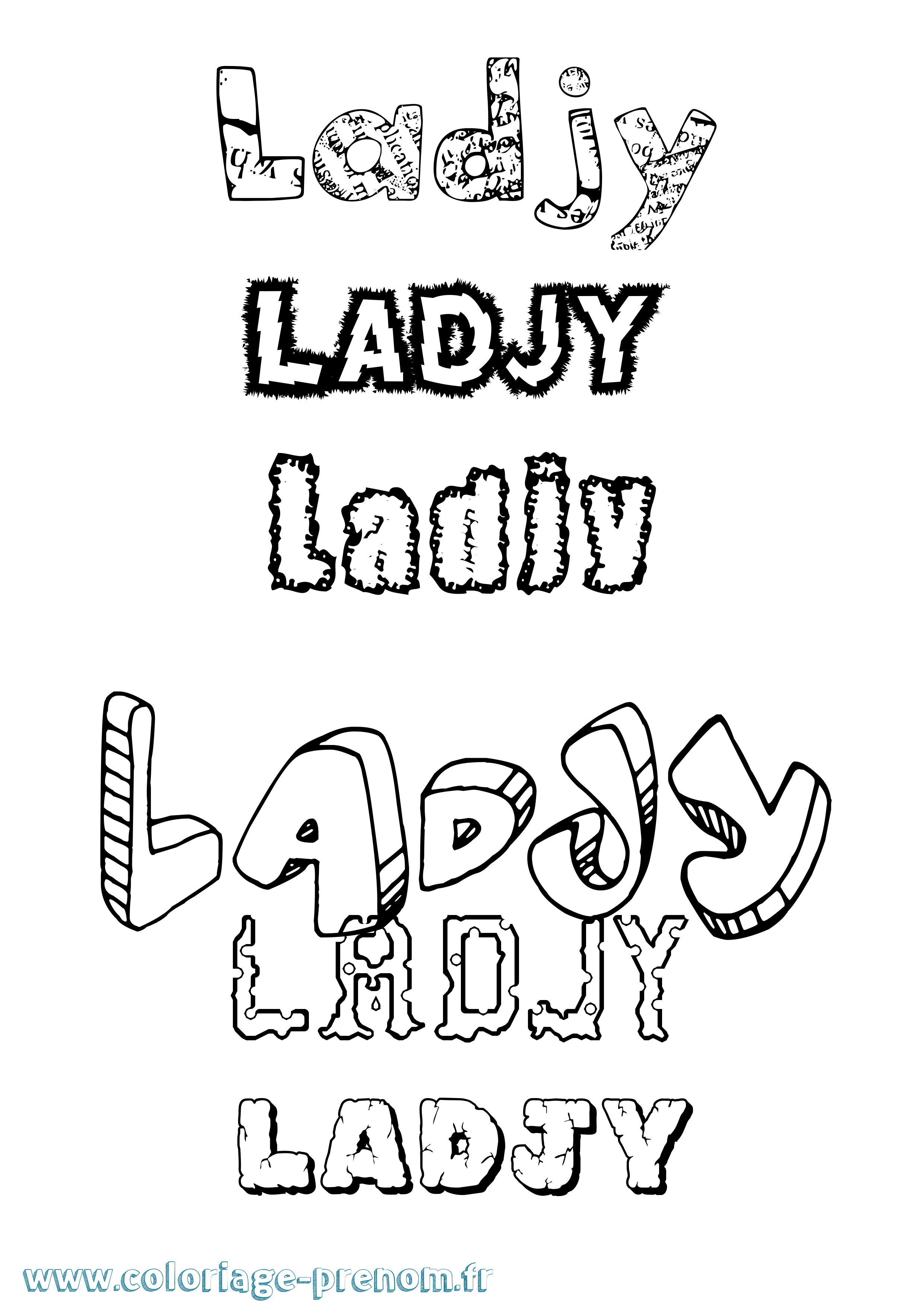 Coloriage Ladjy Destructuré Coloriage prénom Ladjy Destructuré