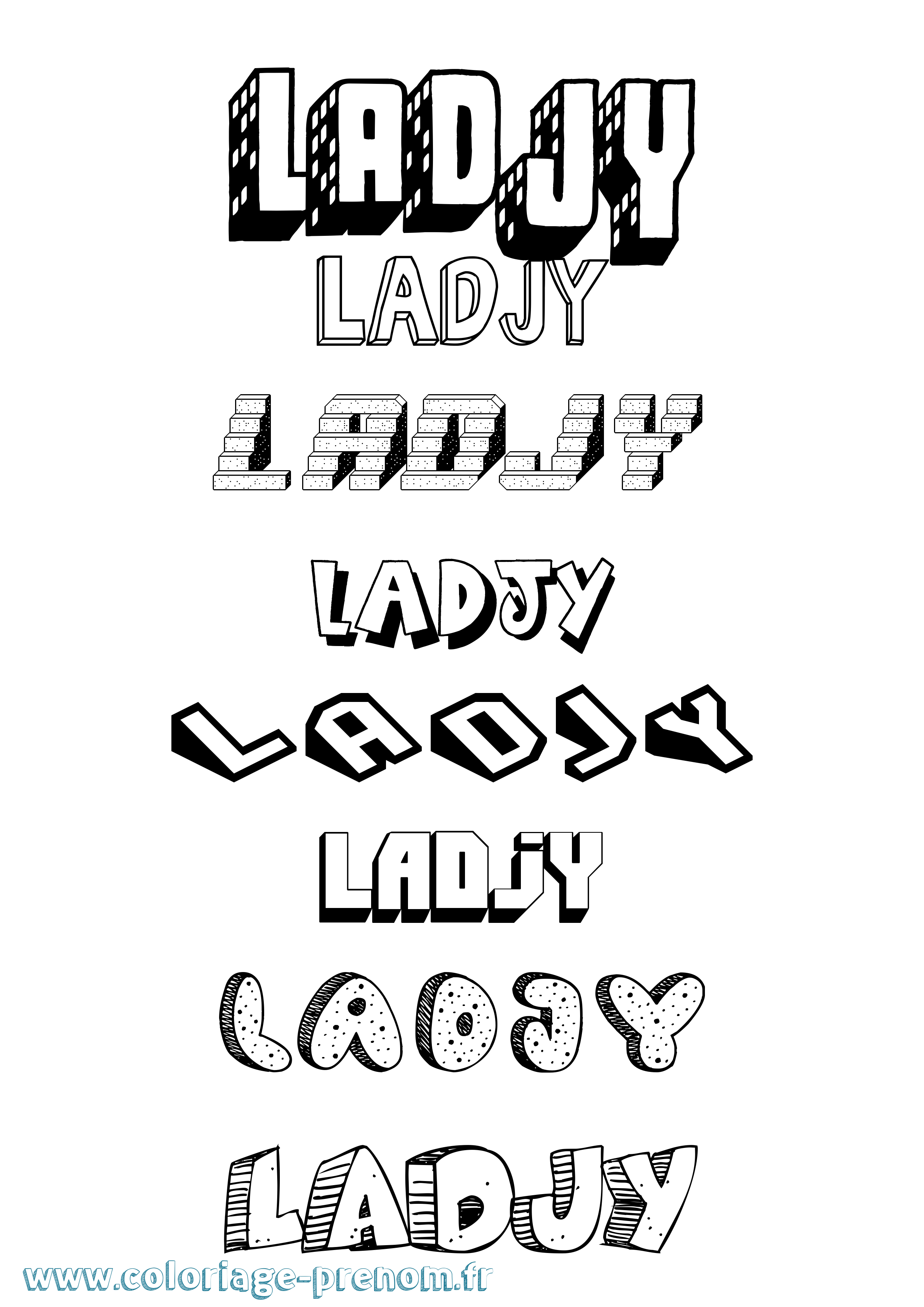 Coloriage Ladjy Effet 3D Coloriage prénom Ladjy Effet 3D