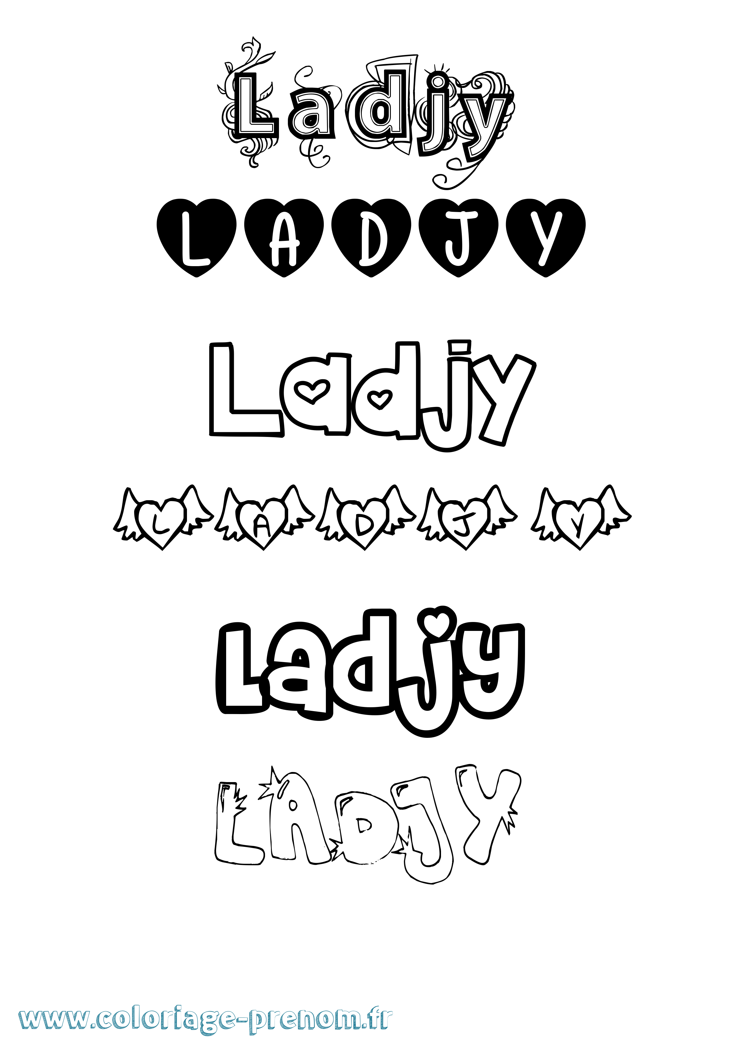 Coloriage Ladjy Girly Coloriage prénom Ladjy Girly