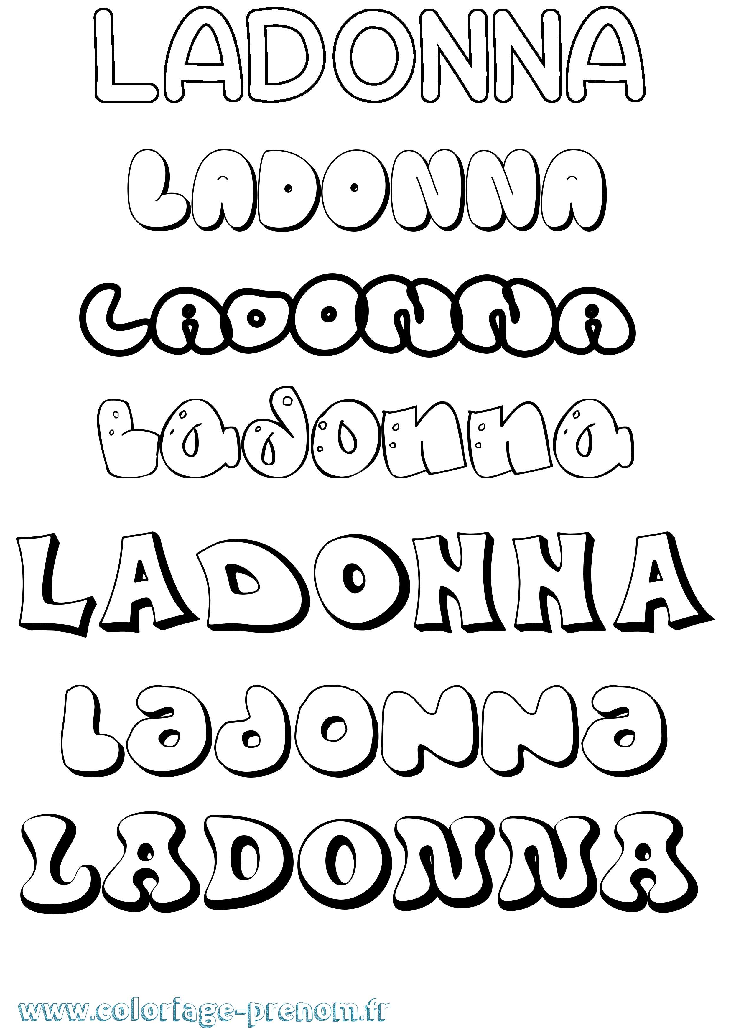 Coloriage prénom Ladonna Bubble