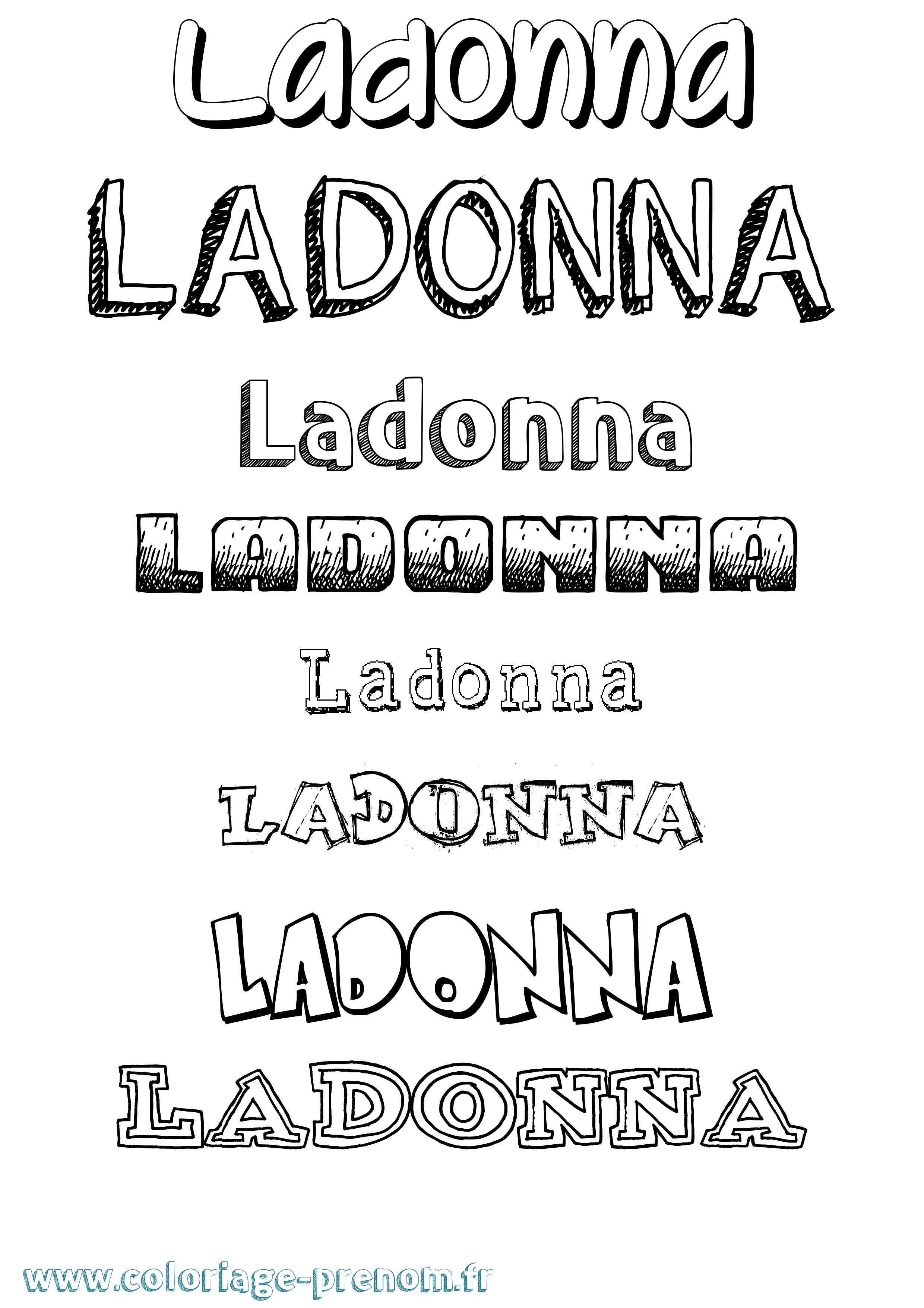 Coloriage prénom Ladonna Dessiné