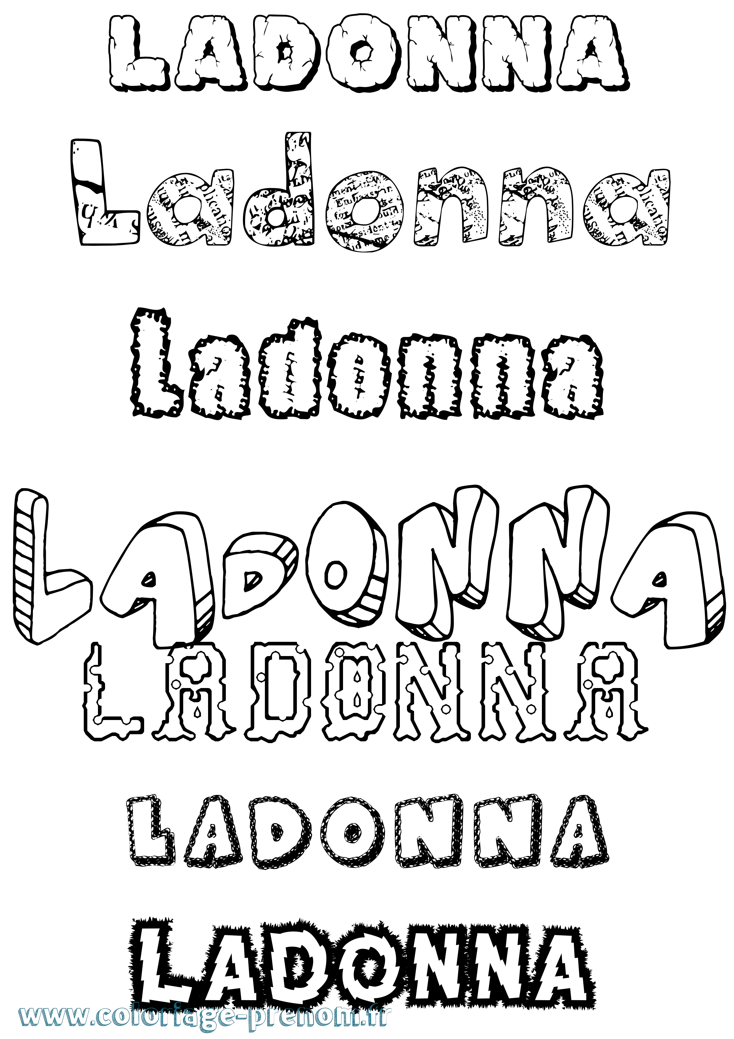 Coloriage prénom Ladonna Destructuré