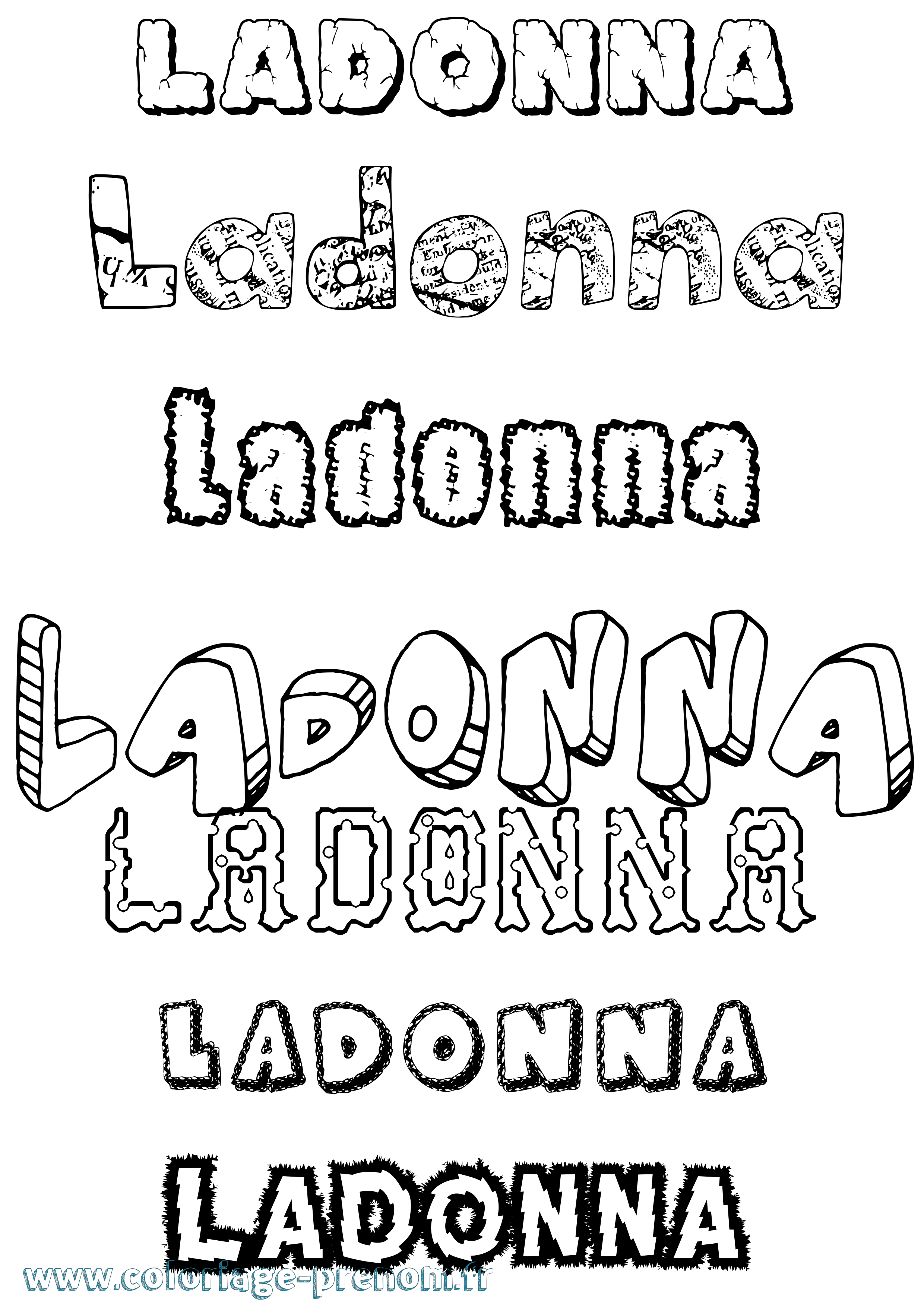 Coloriage Ladonna Destructuré Coloriage prénom Ladonna Destructuré