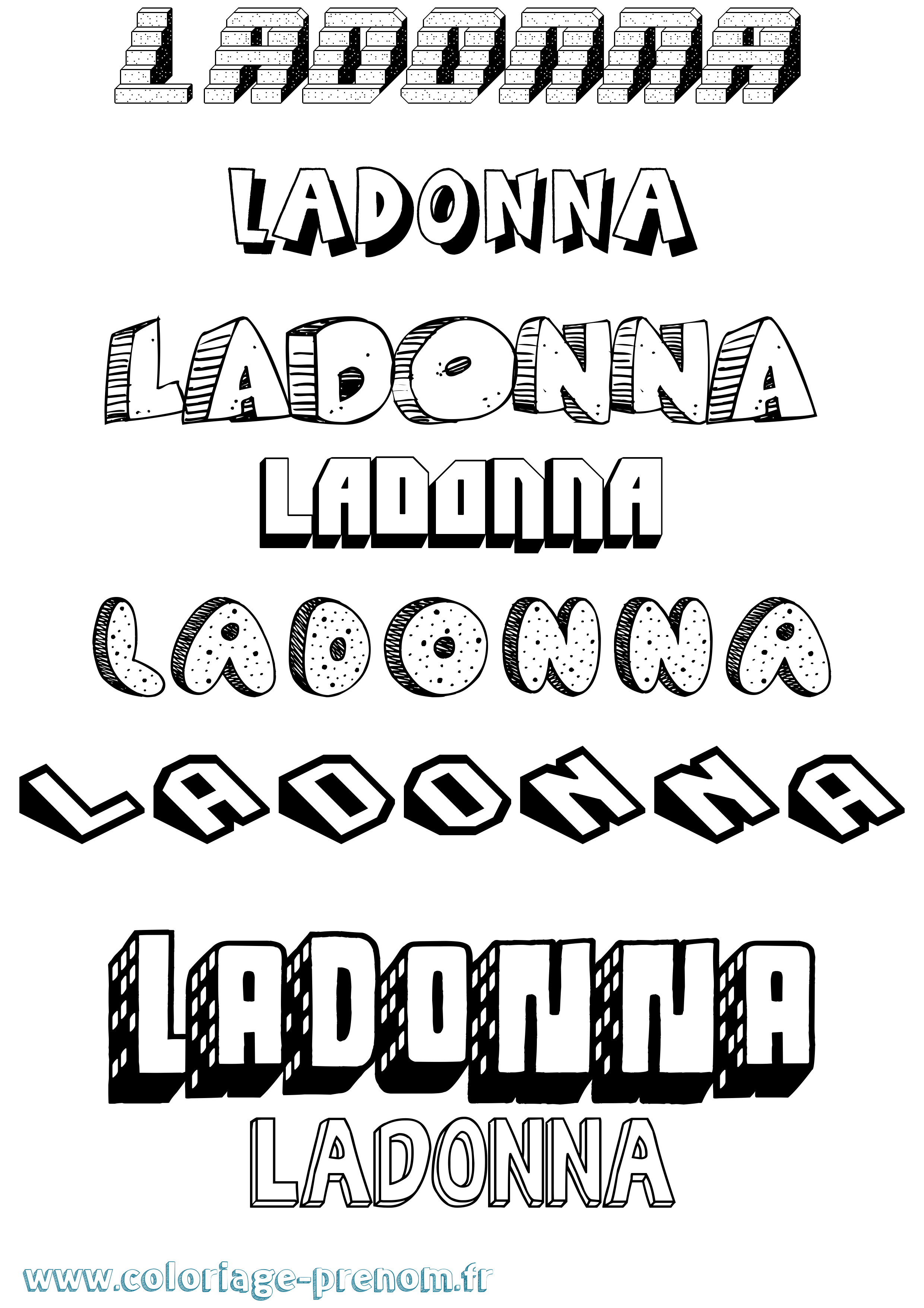 Coloriage Ladonna Effet 3D Coloriage prénom Ladonna Effet 3D