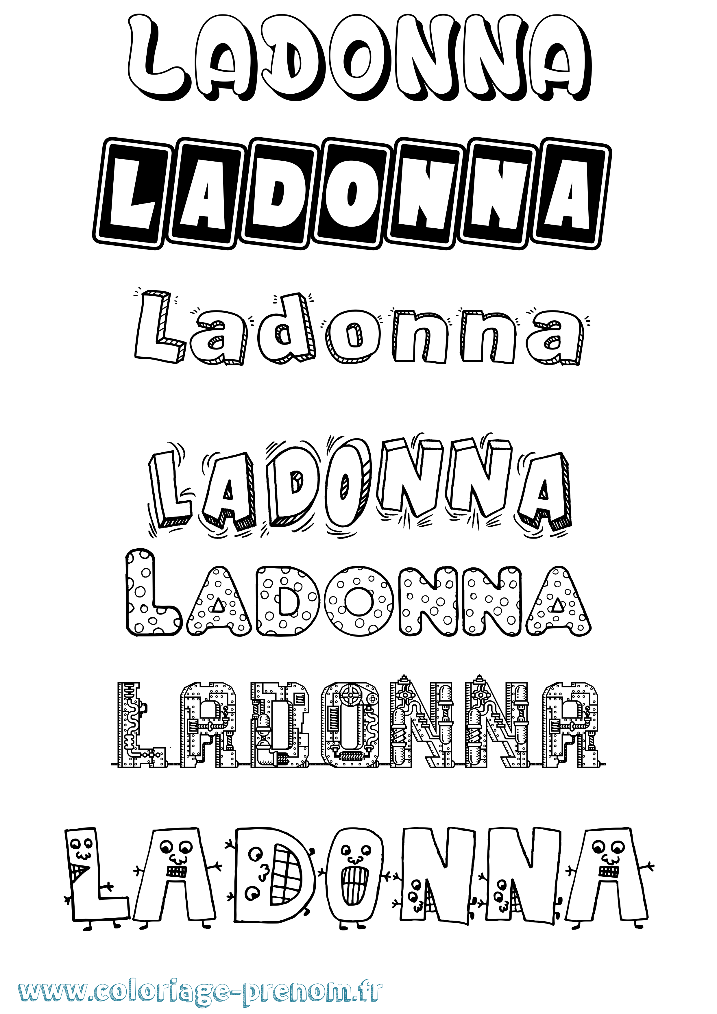 Coloriage prénom Ladonna Fun