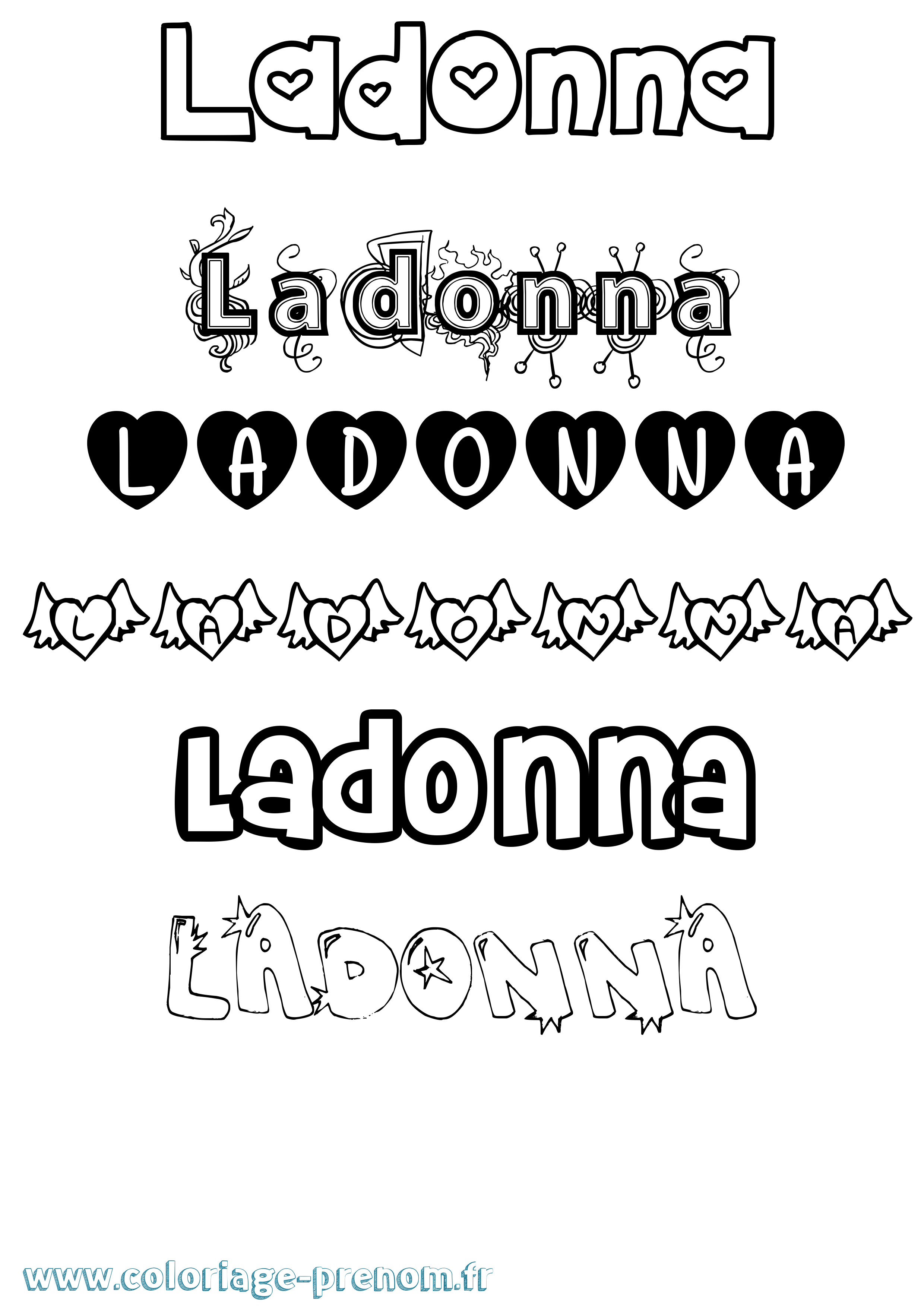 Coloriage Ladonna Girly Coloriage prénom Ladonna Girly