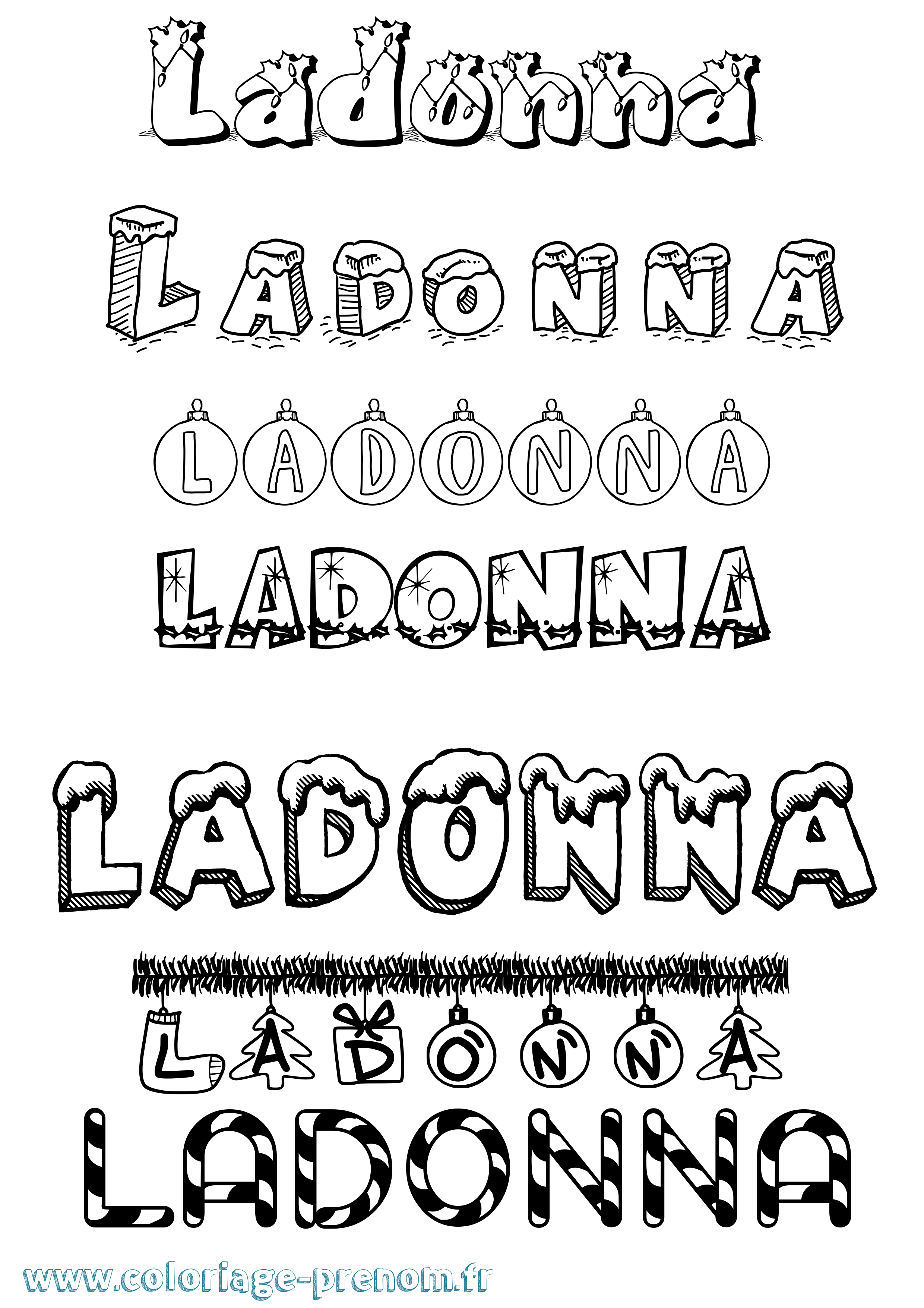 Coloriage Ladonna Noël Coloriage prénom Ladonna Noël
