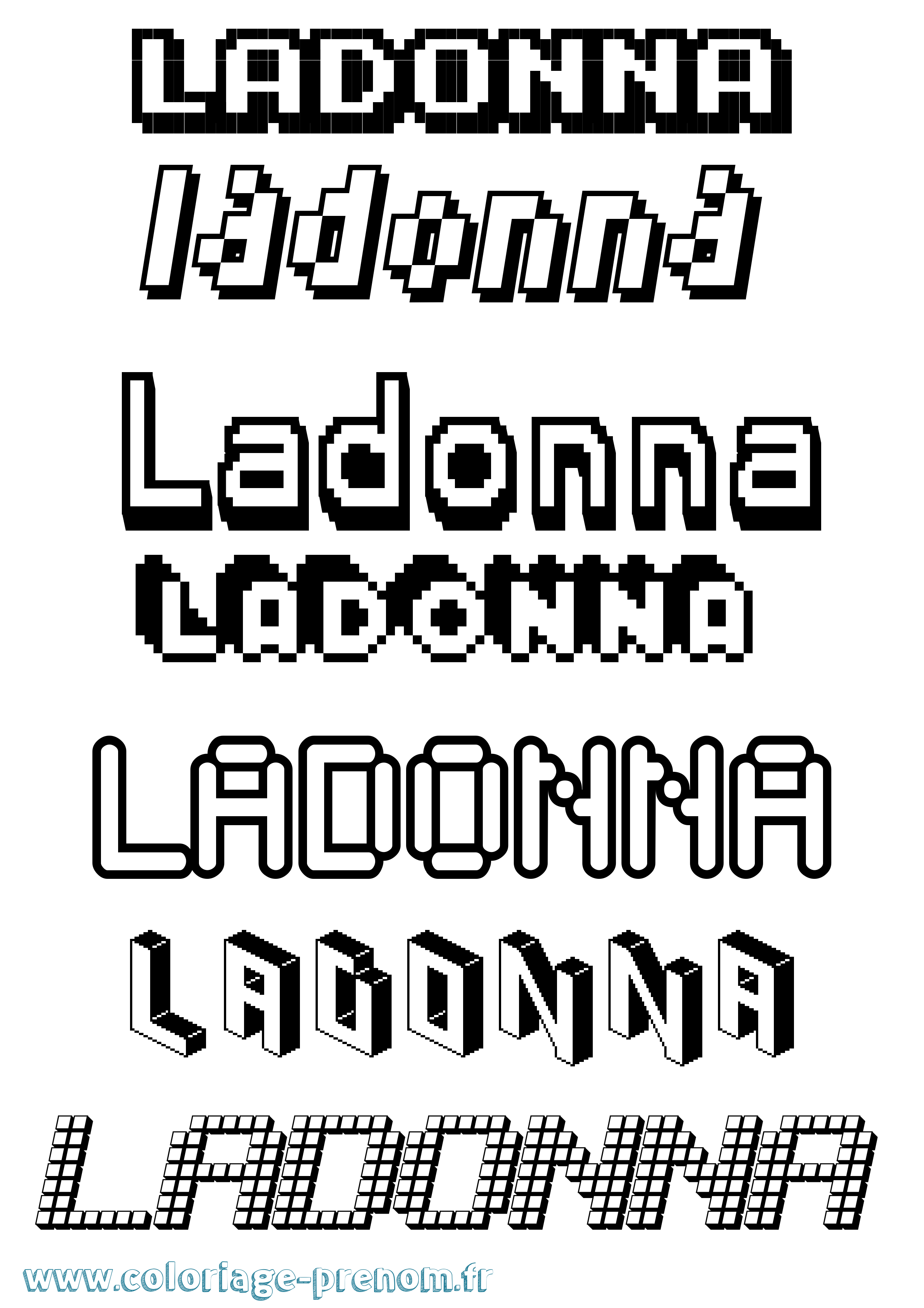 Coloriage prénom Ladonna Pixel