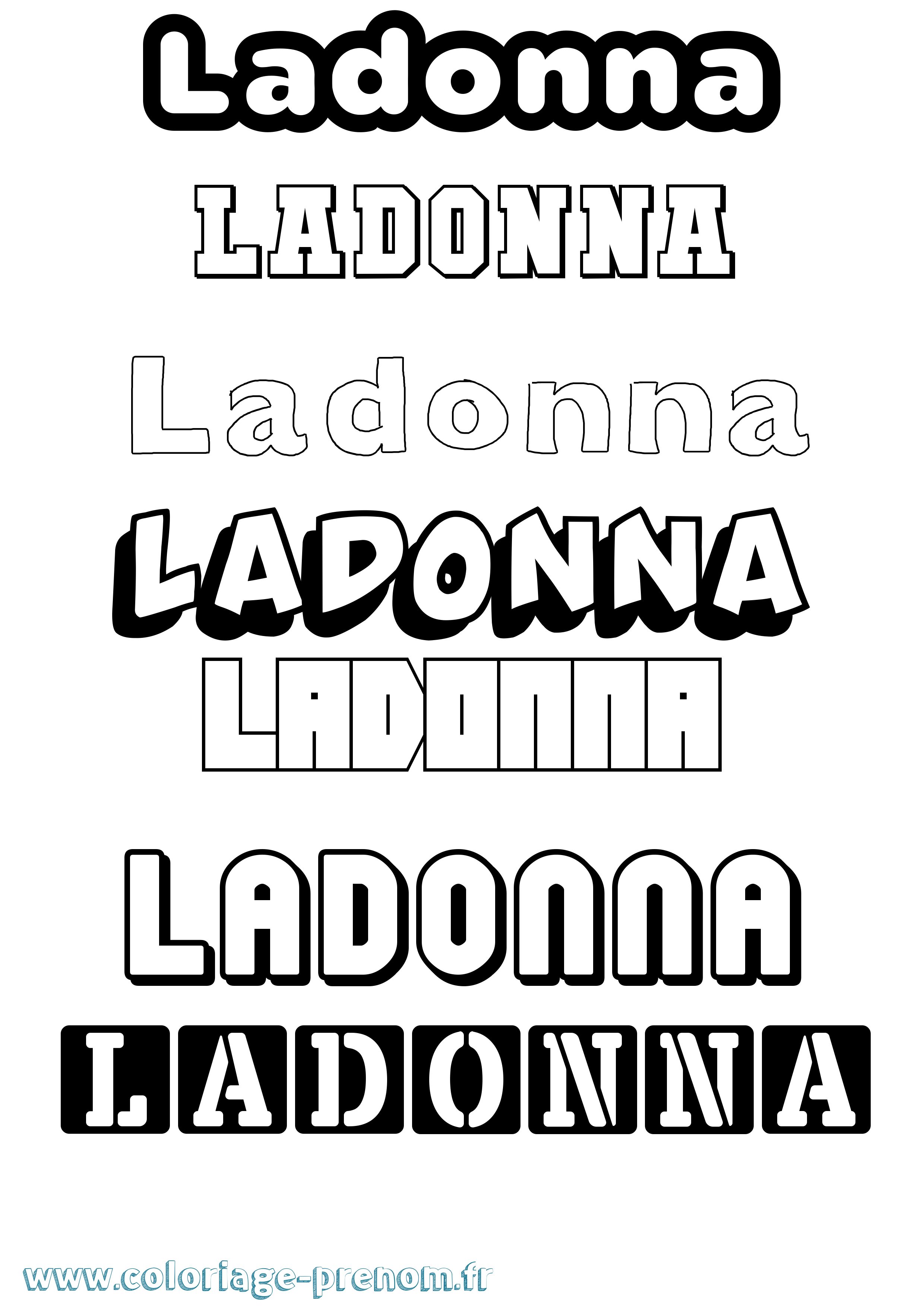 Coloriage prénom Ladonna Simple