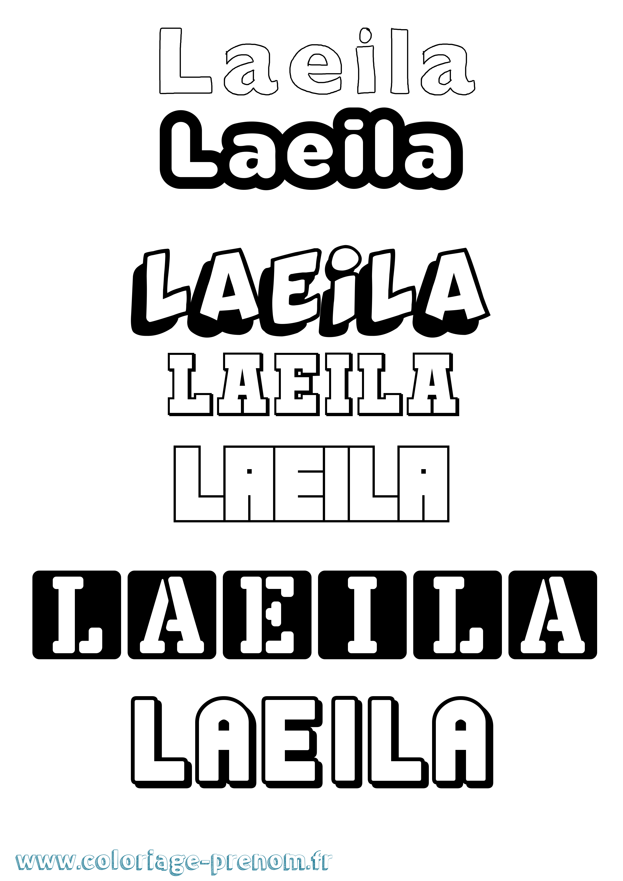 Coloriage prénom Laeila Simple