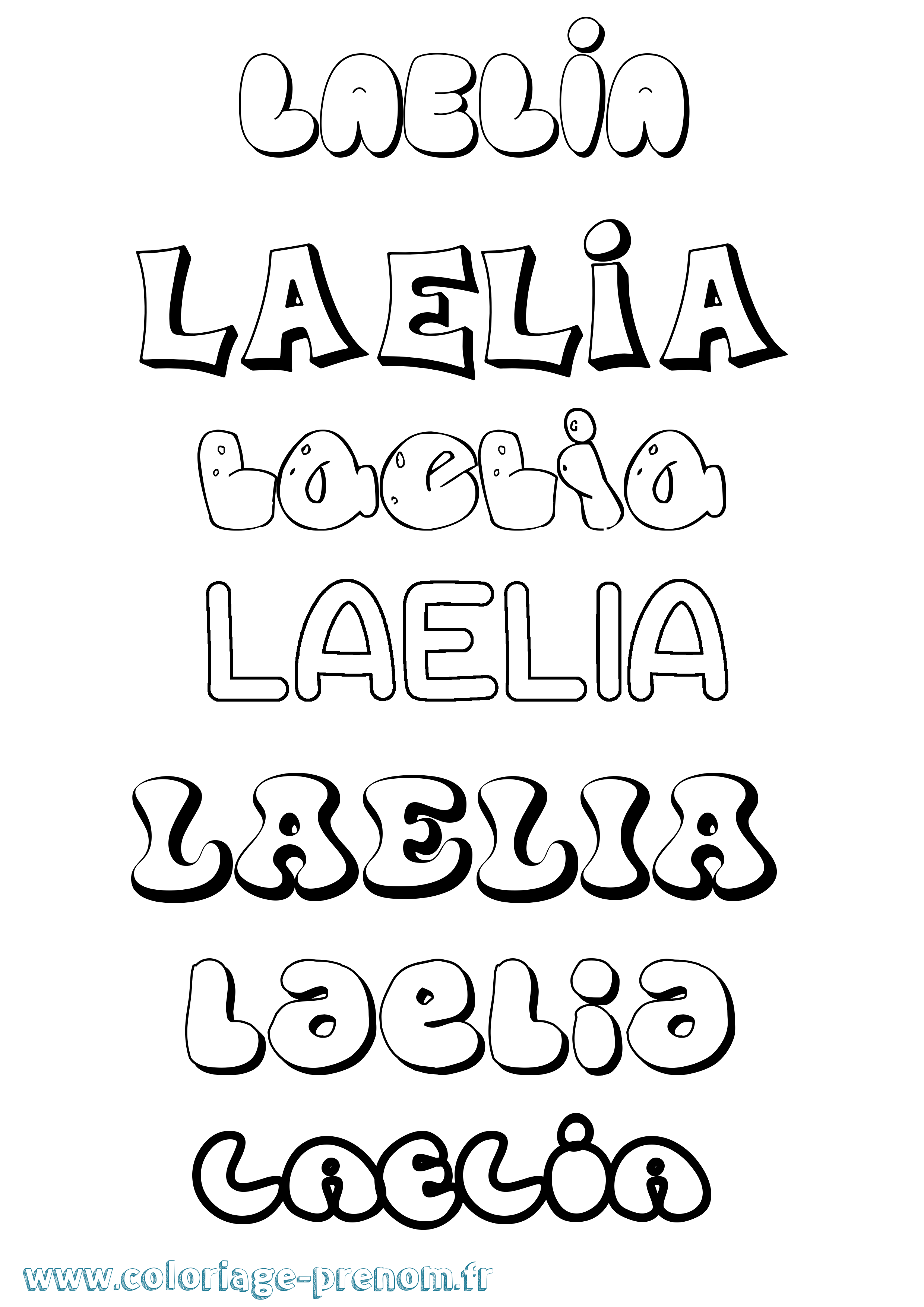 Coloriage prénom Laelia Bubble