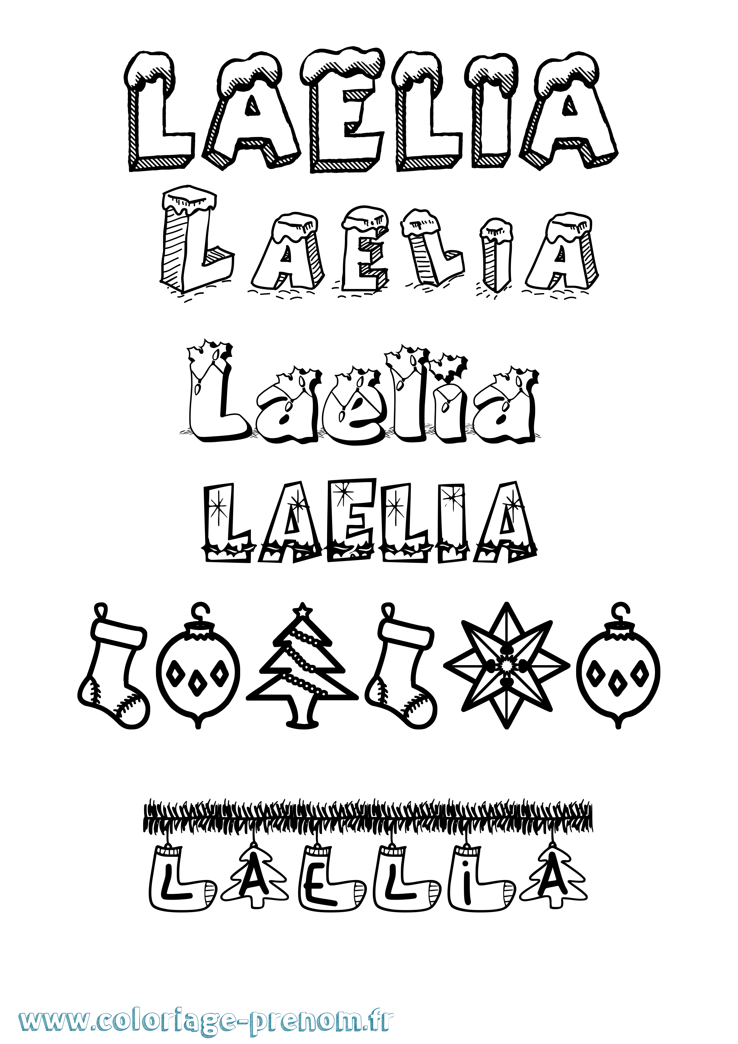 Coloriage prénom Laelia Noël