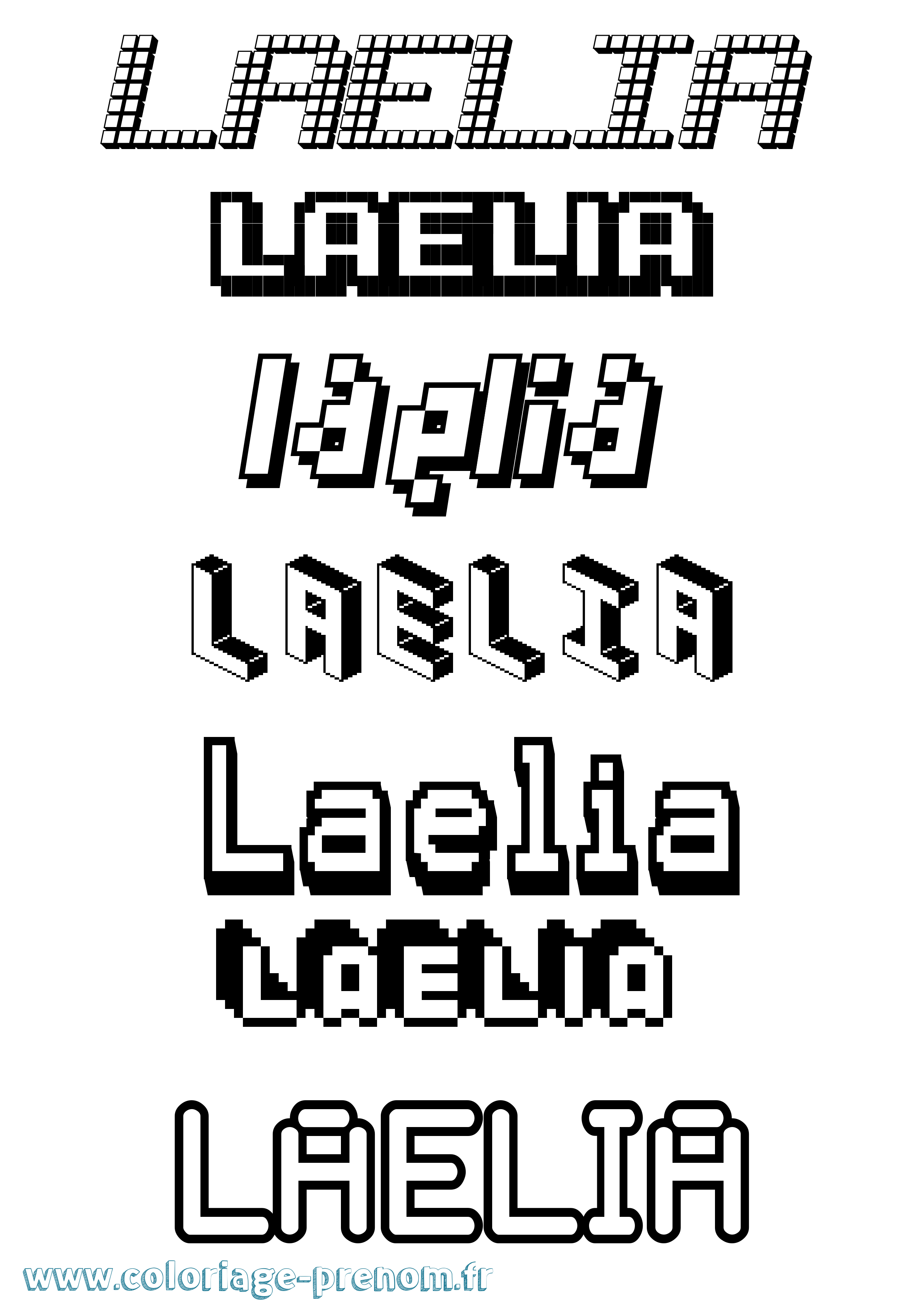 Coloriage prénom Laelia Pixel