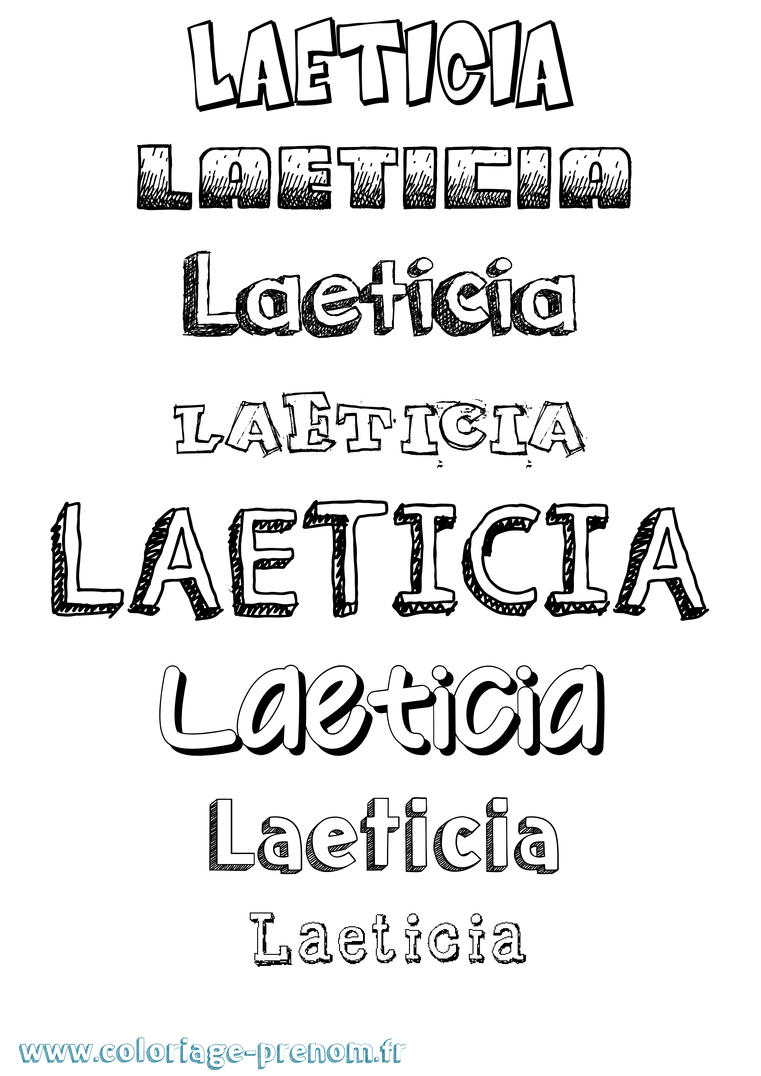 Coloriage prénom Laeticia Dessiné