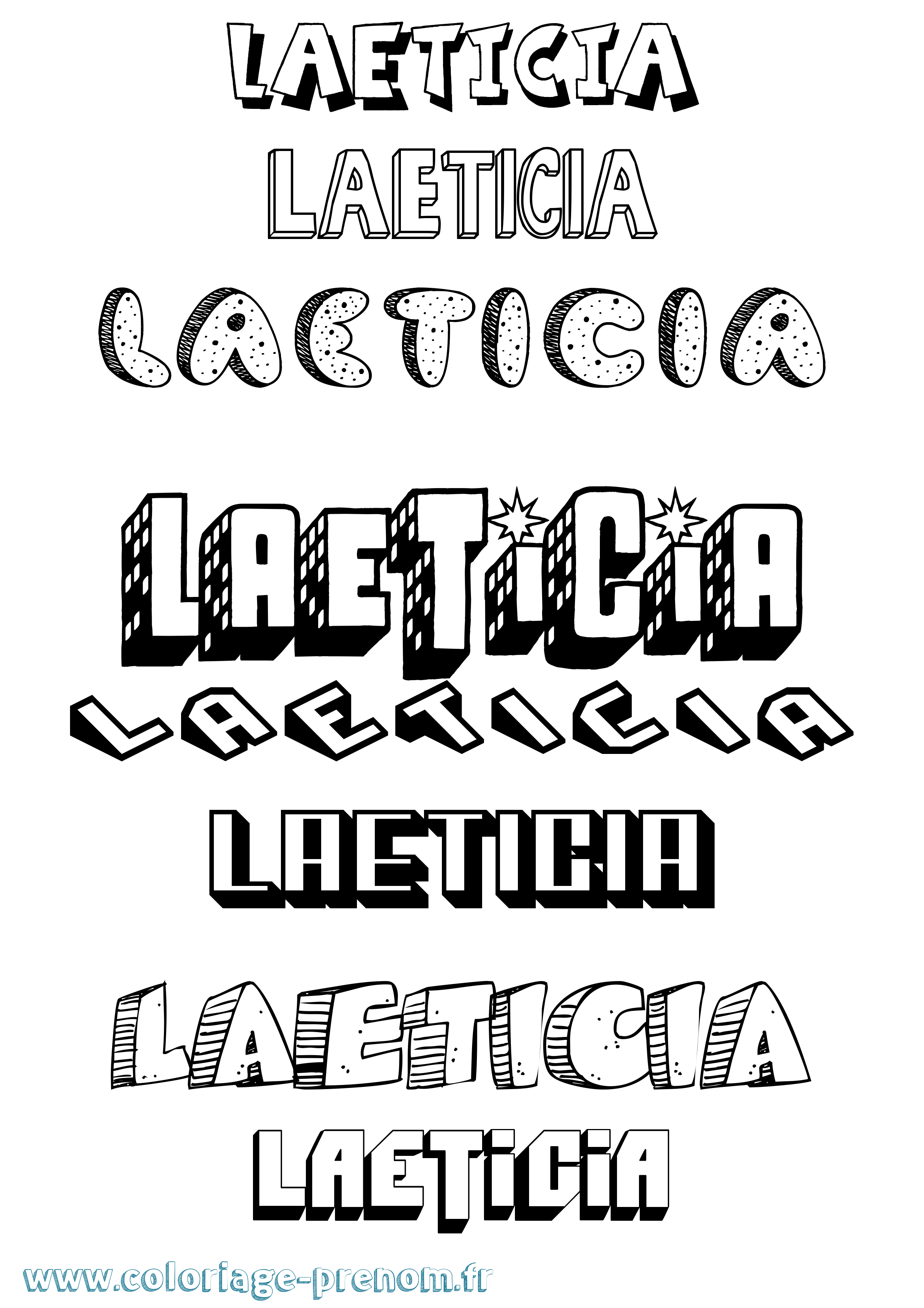 Coloriage prénom Laeticia Effet 3D