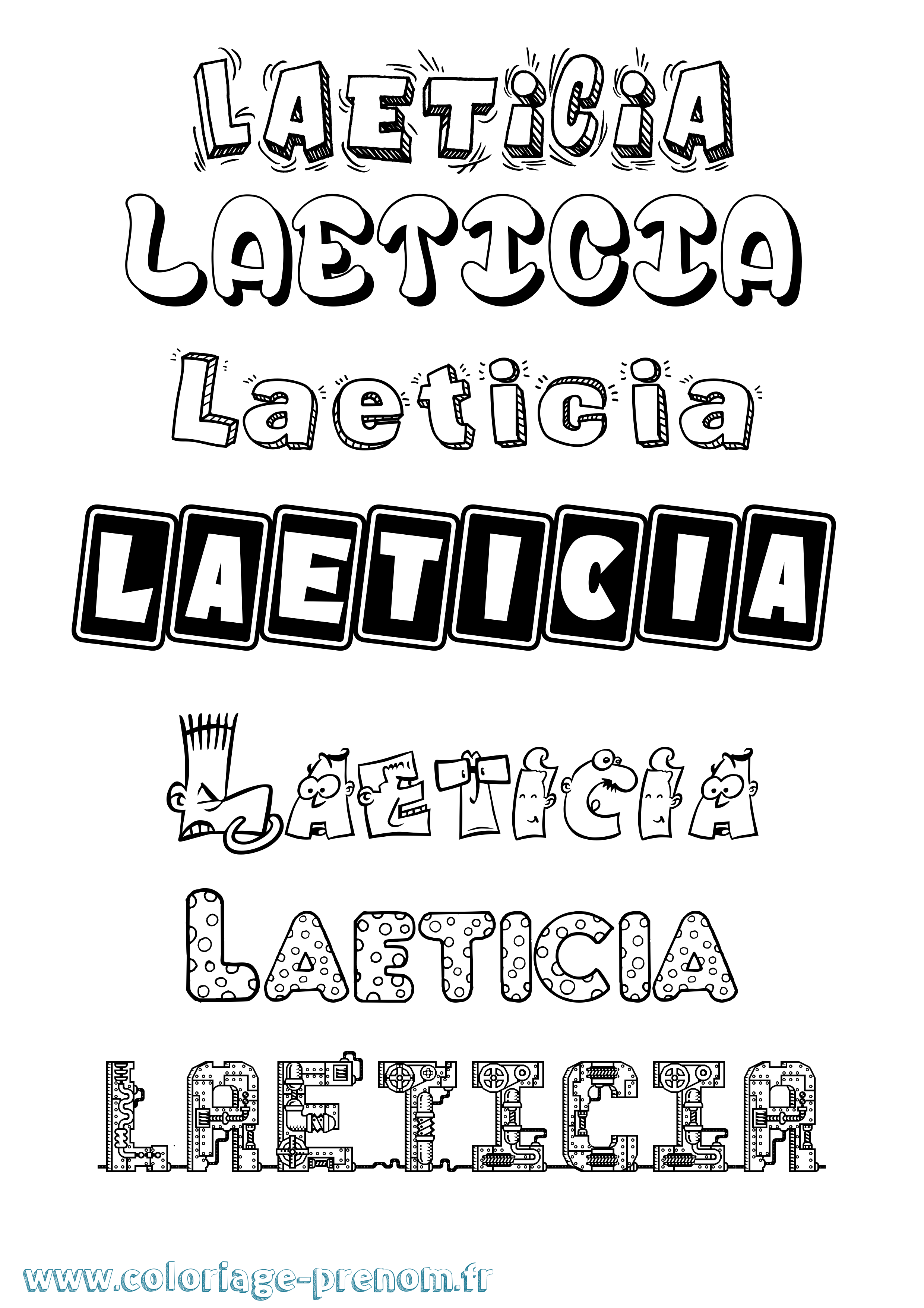 Coloriage prénom Laeticia Fun