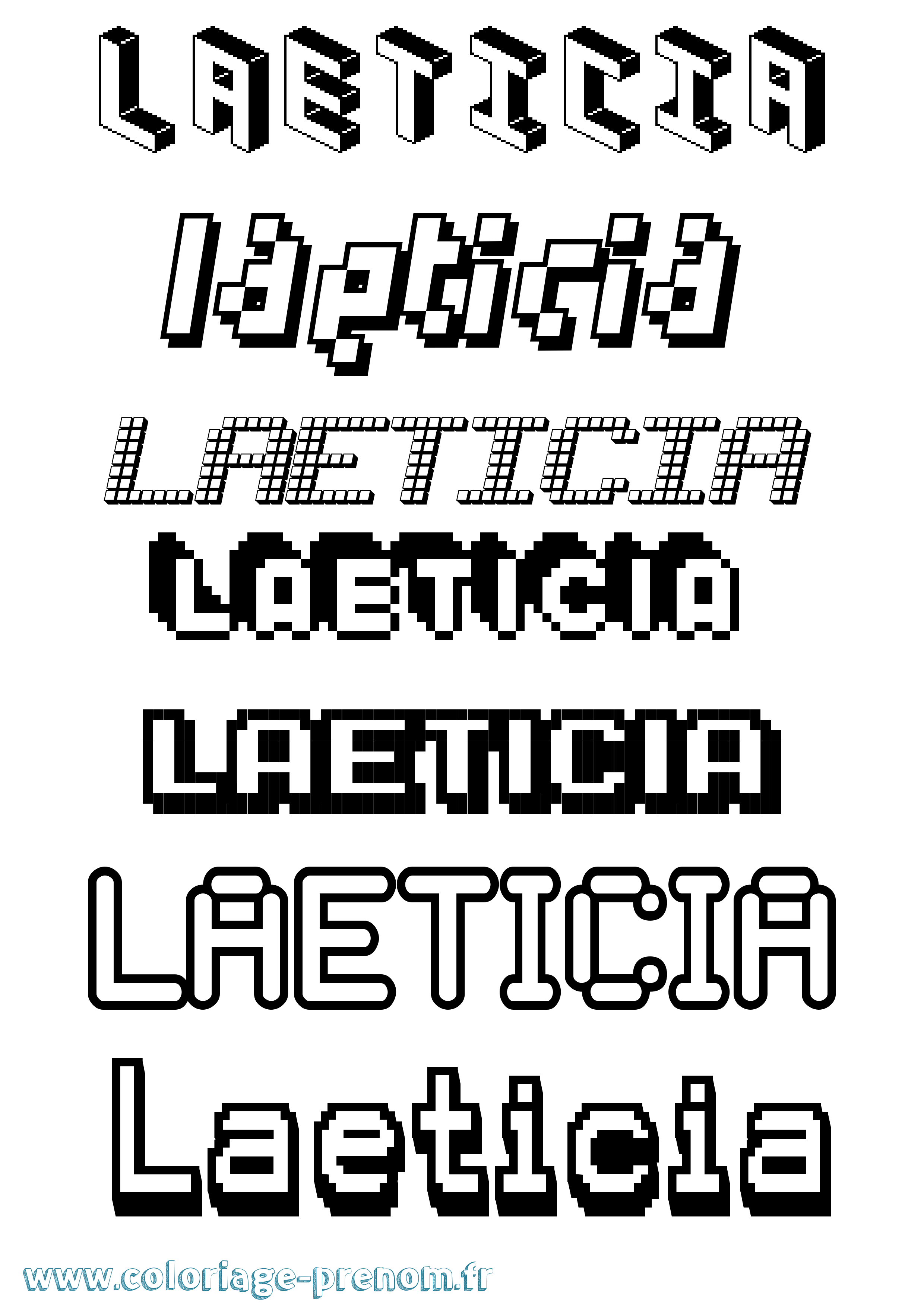 Coloriage prénom Laeticia Pixel