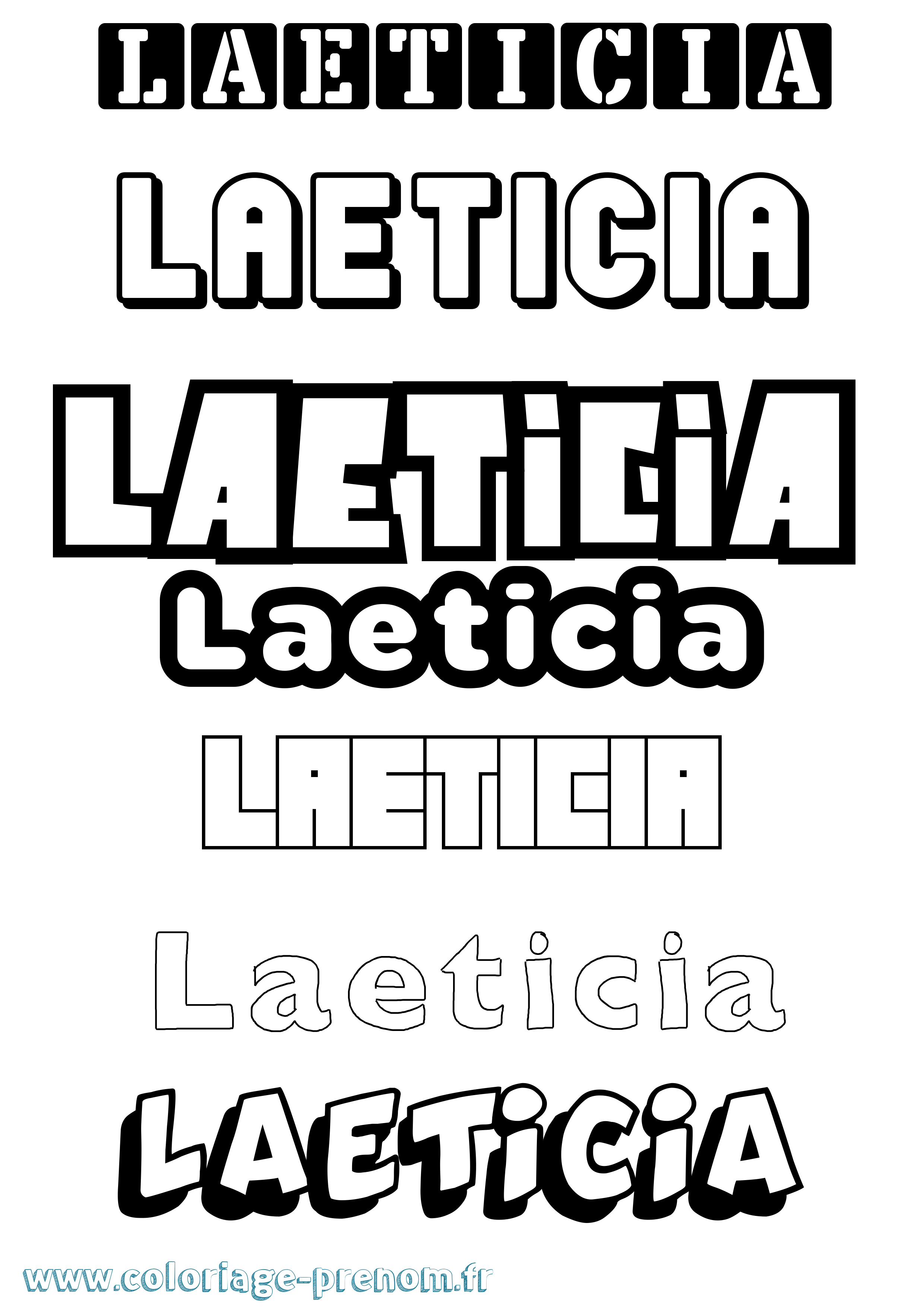 Coloriage prénom Laeticia Simple