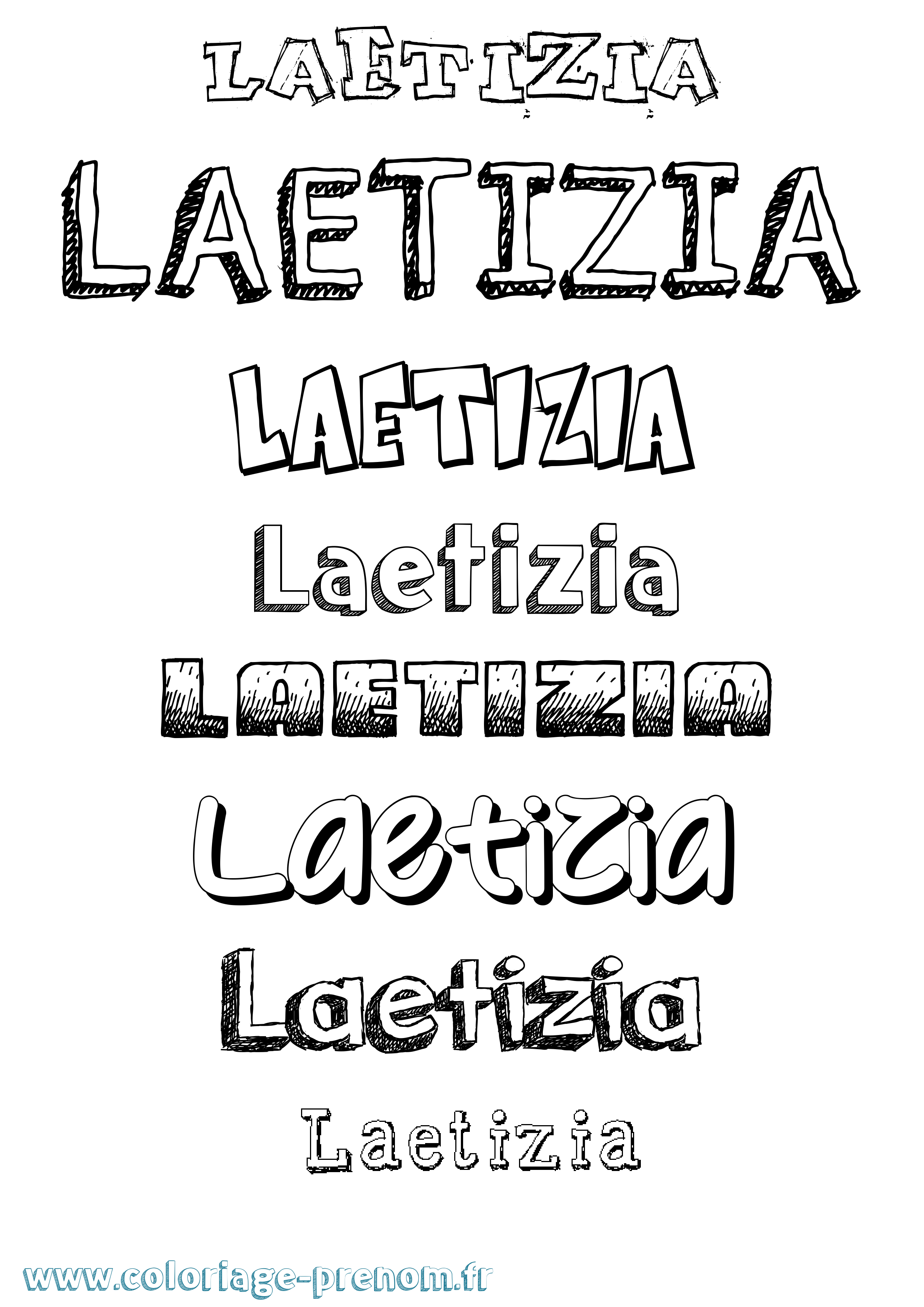Coloriage prénom Laetizia Dessiné