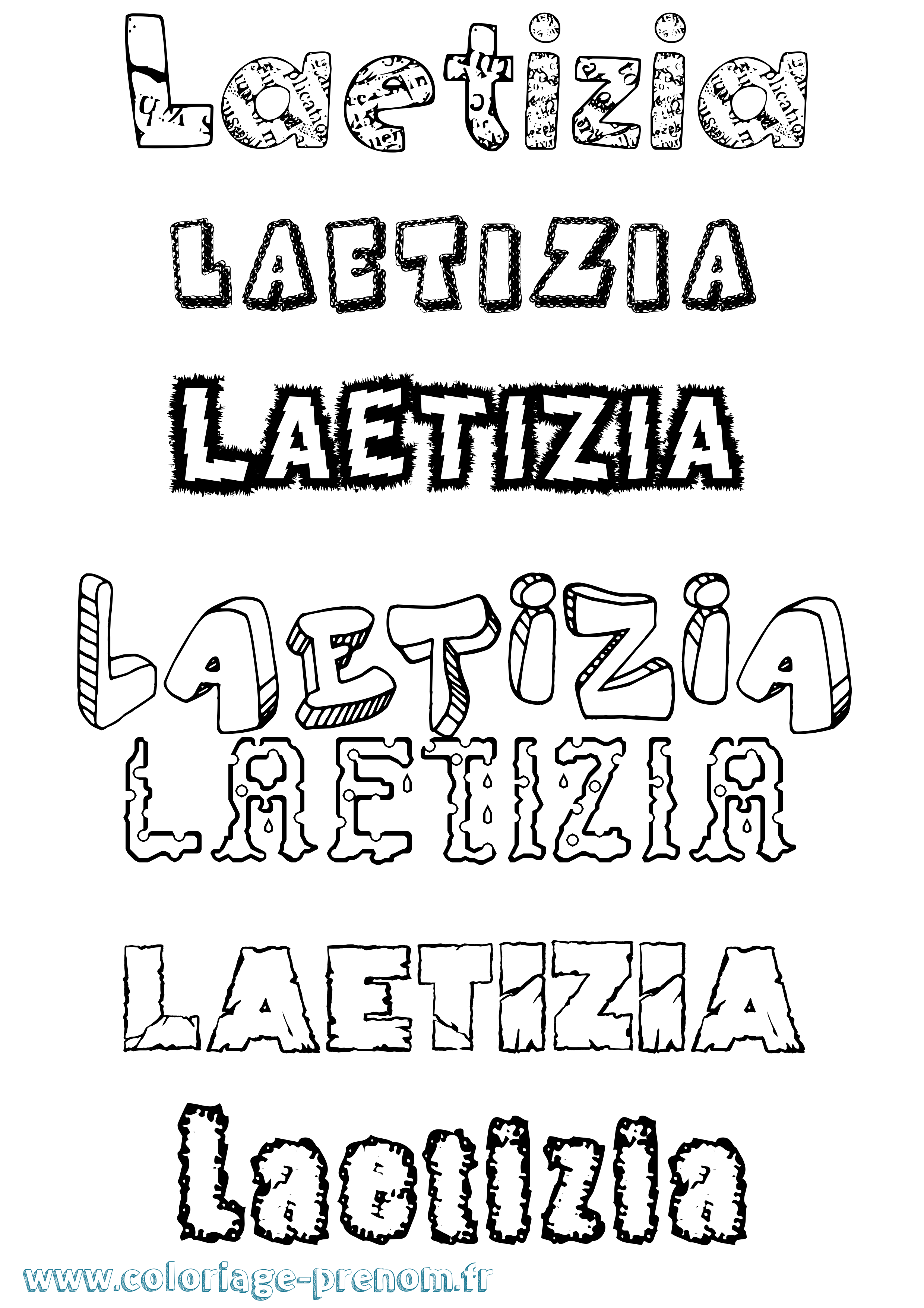 Coloriage prénom Laetizia Destructuré