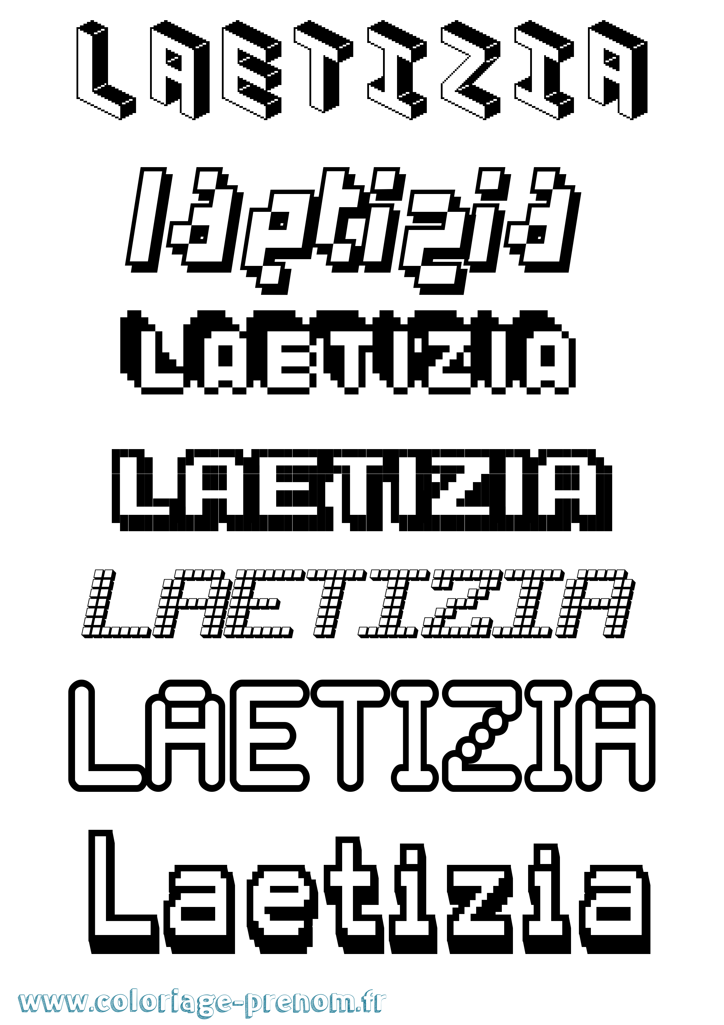 Coloriage prénom Laetizia Pixel