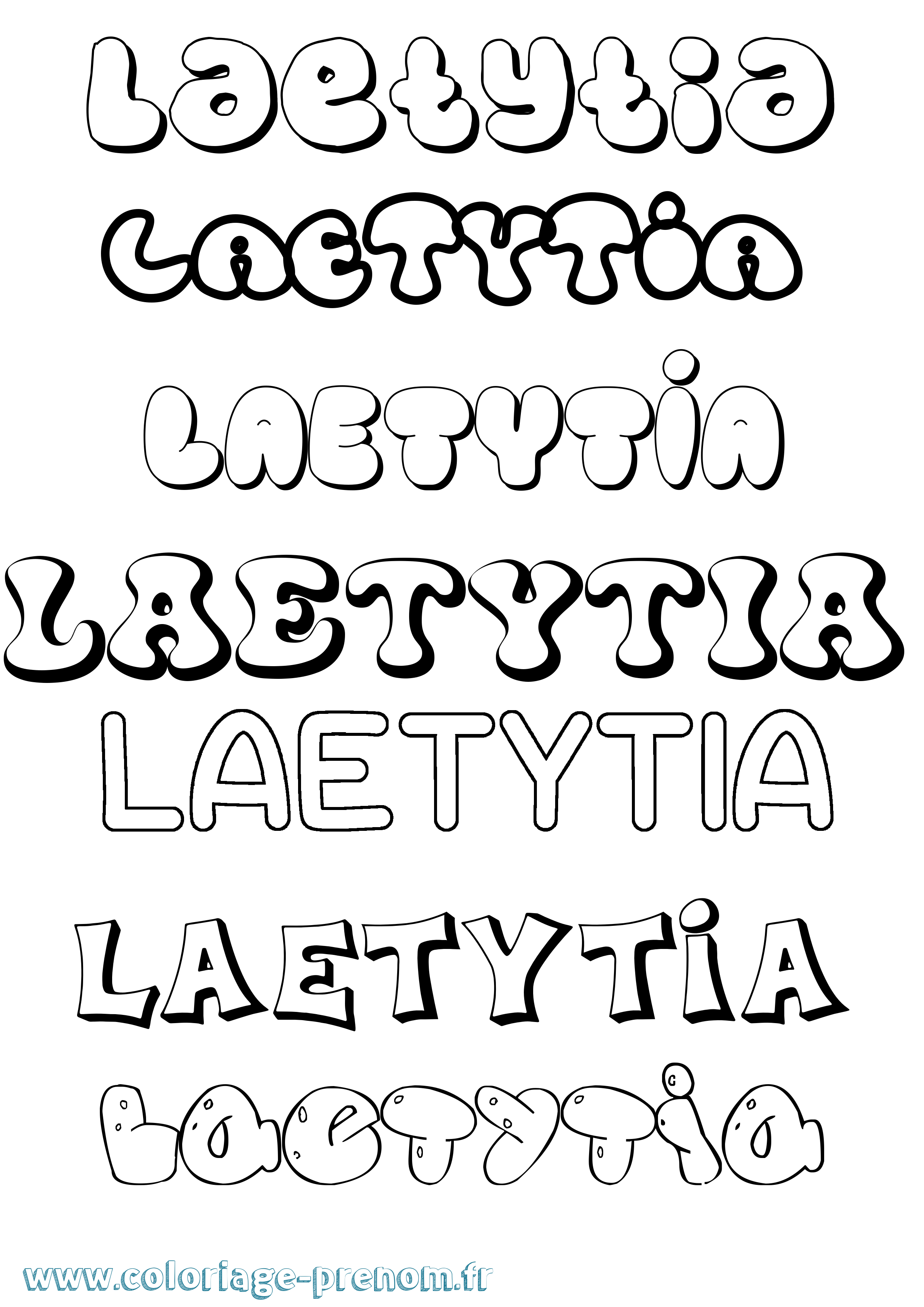 Coloriage Laetytia Bubble Coloriage prénom Laetytia Bubble