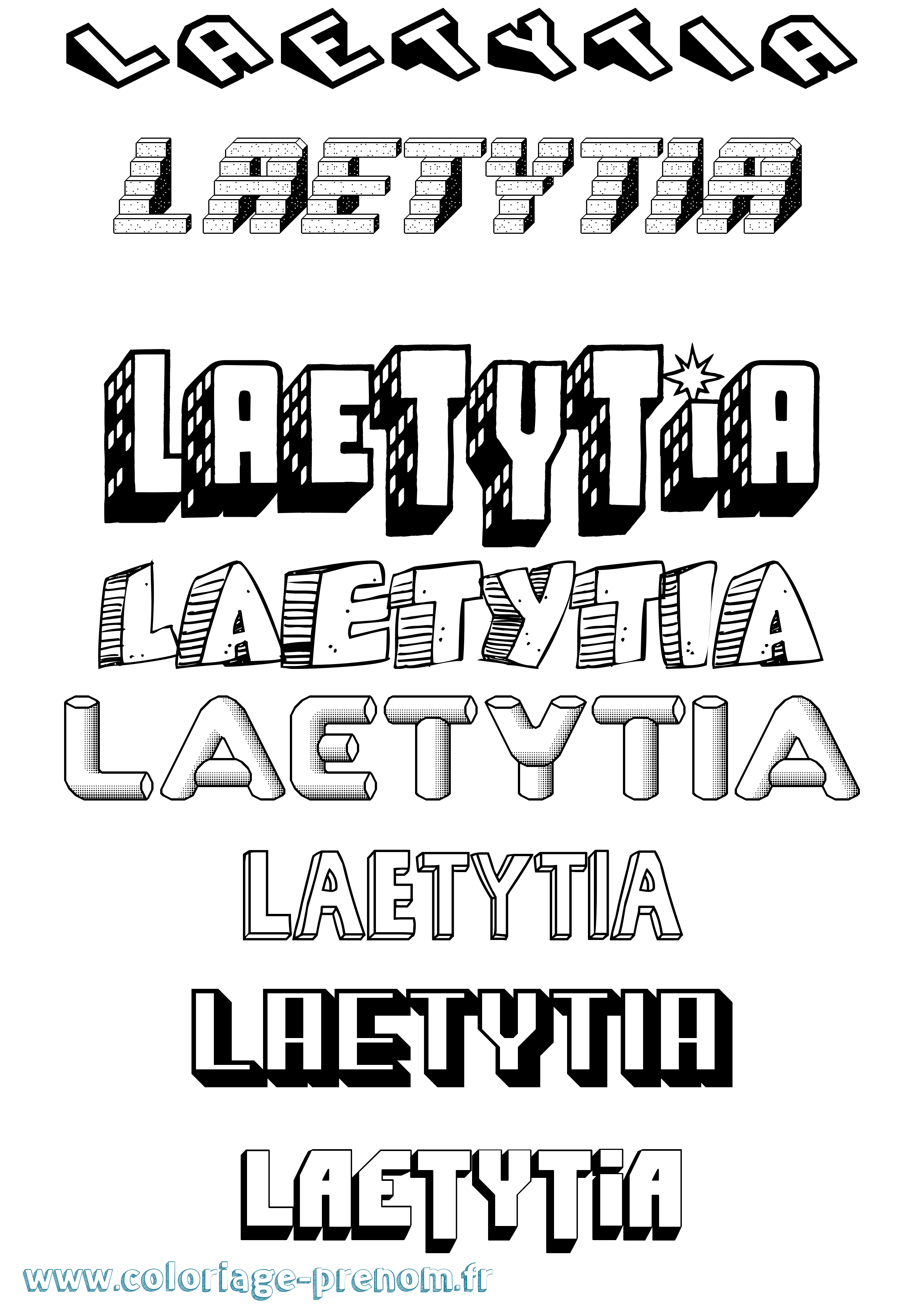Coloriage Laetytia Effet 3D Coloriage prénom Laetytia Effet 3D