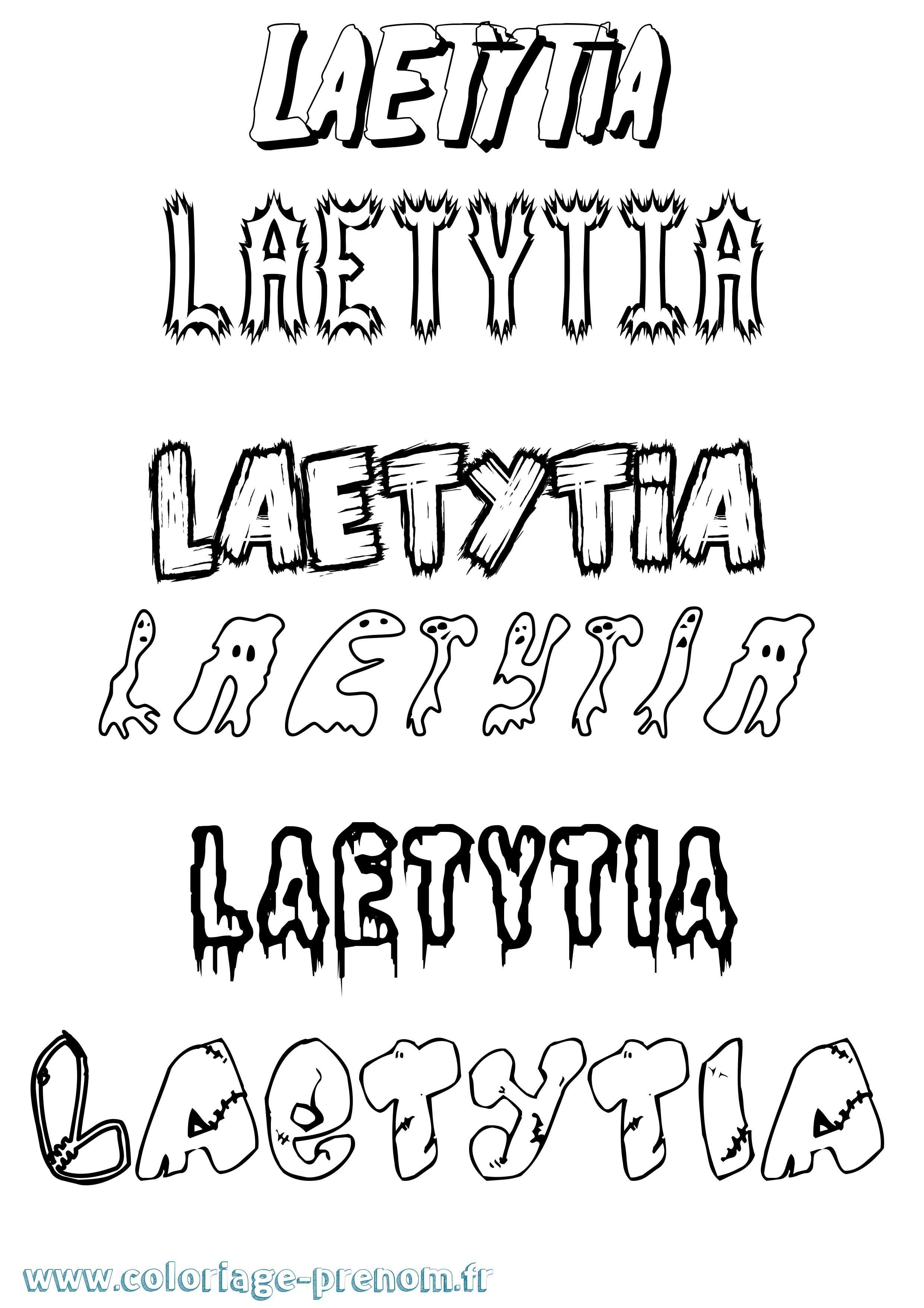 Coloriage Laetytia Frisson Coloriage prénom Laetytia Frisson