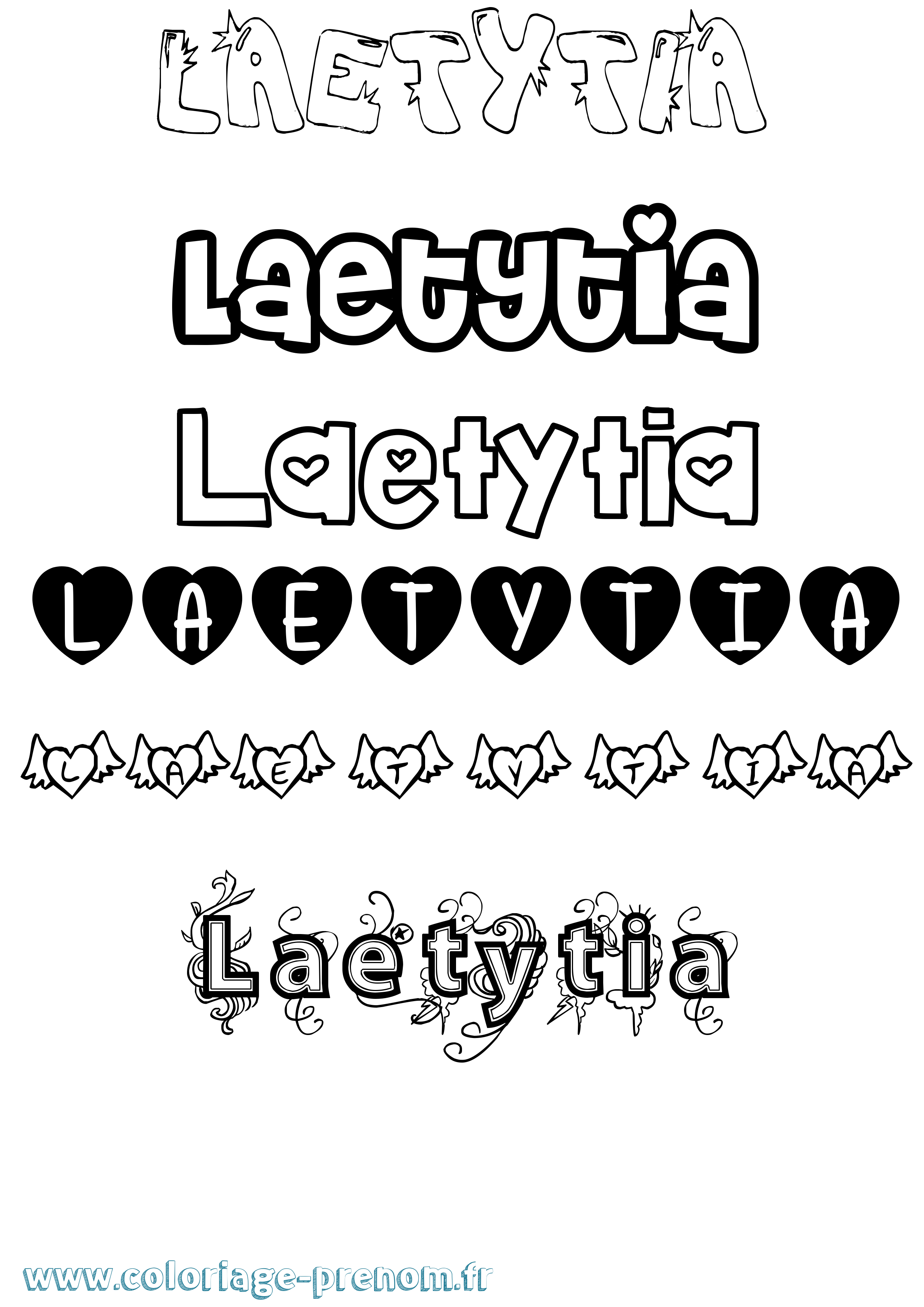 Coloriage Laetytia Girly Coloriage prénom Laetytia Girly