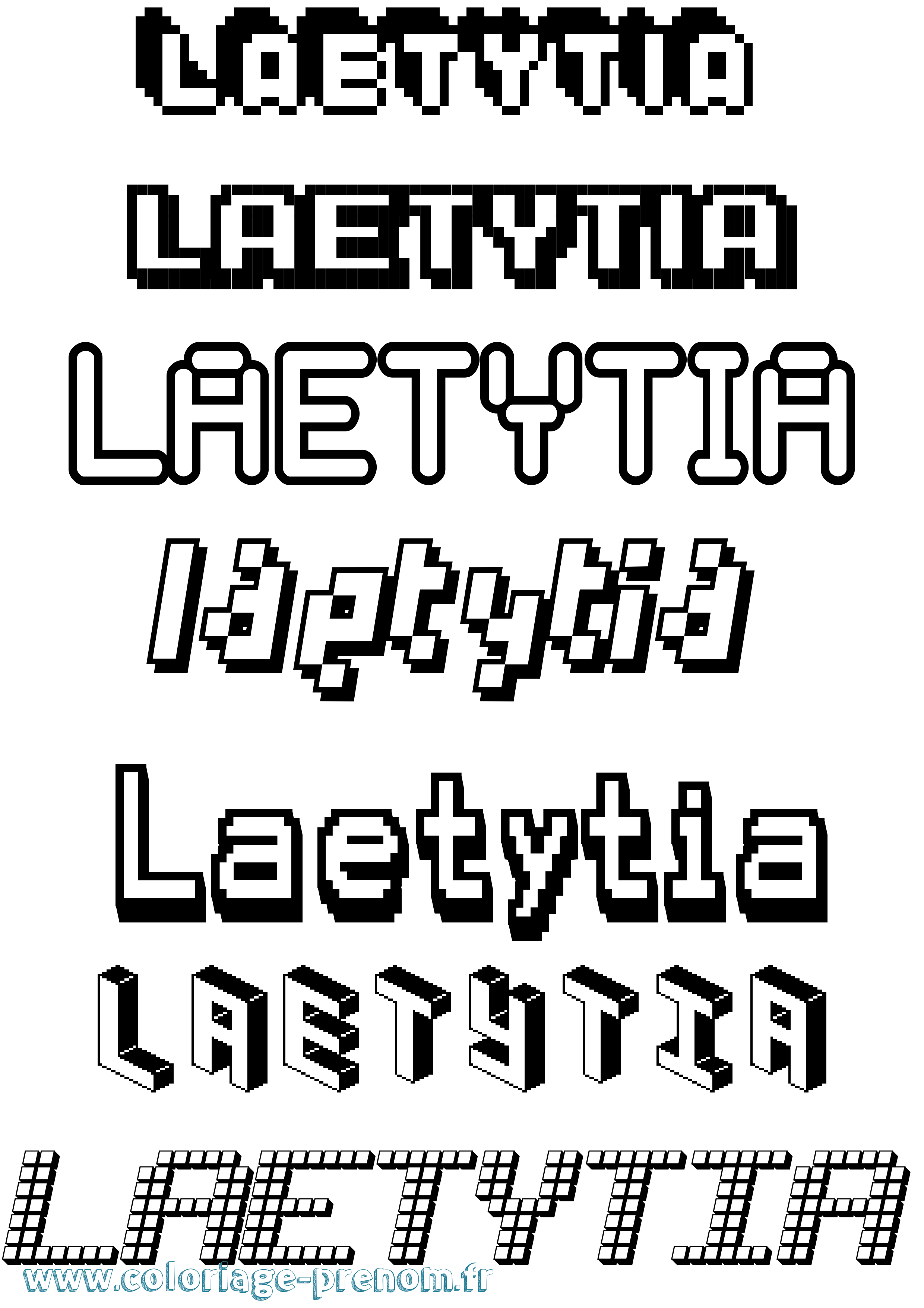 Coloriage Laetytia Pixel Coloriage prénom Laetytia Pixel