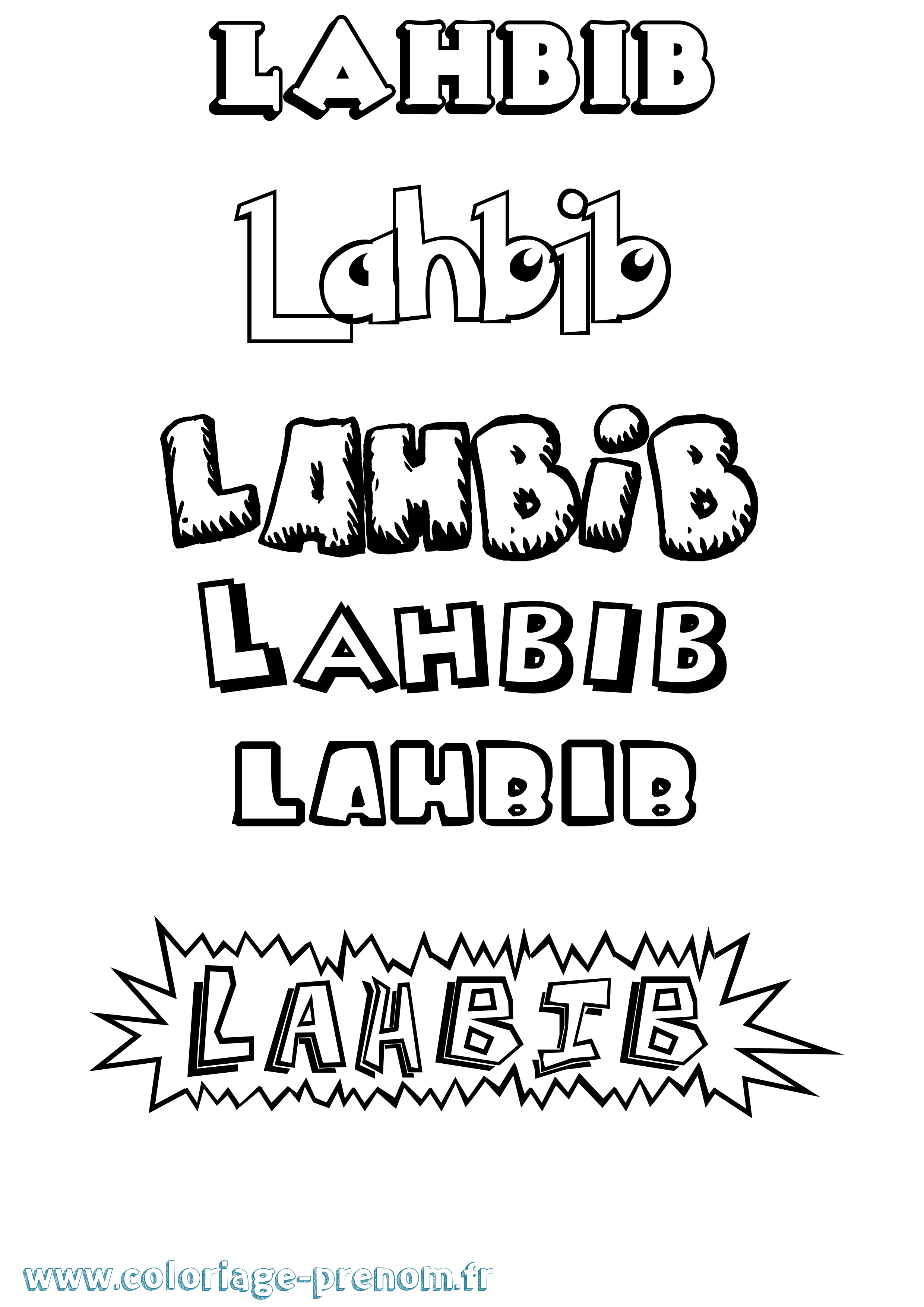 Coloriage Lahbib Dessin Animé Coloriage prénom Lahbib Dessin Animé