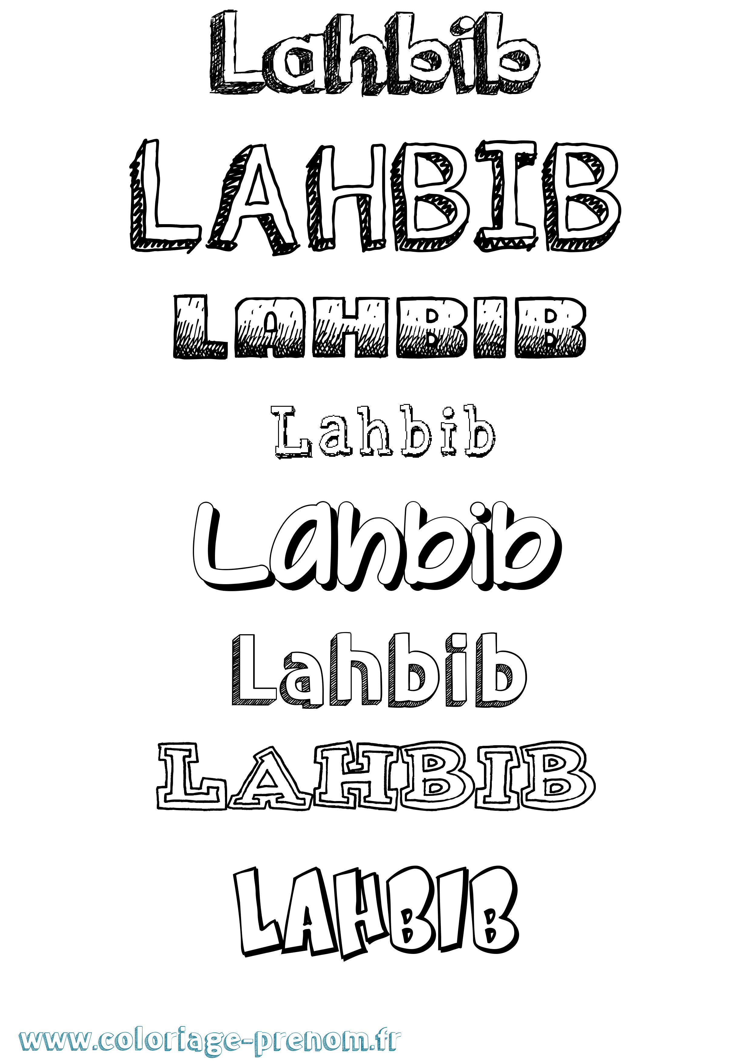 Coloriage Lahbib Dessiné Coloriage prénom Lahbib Dessiné