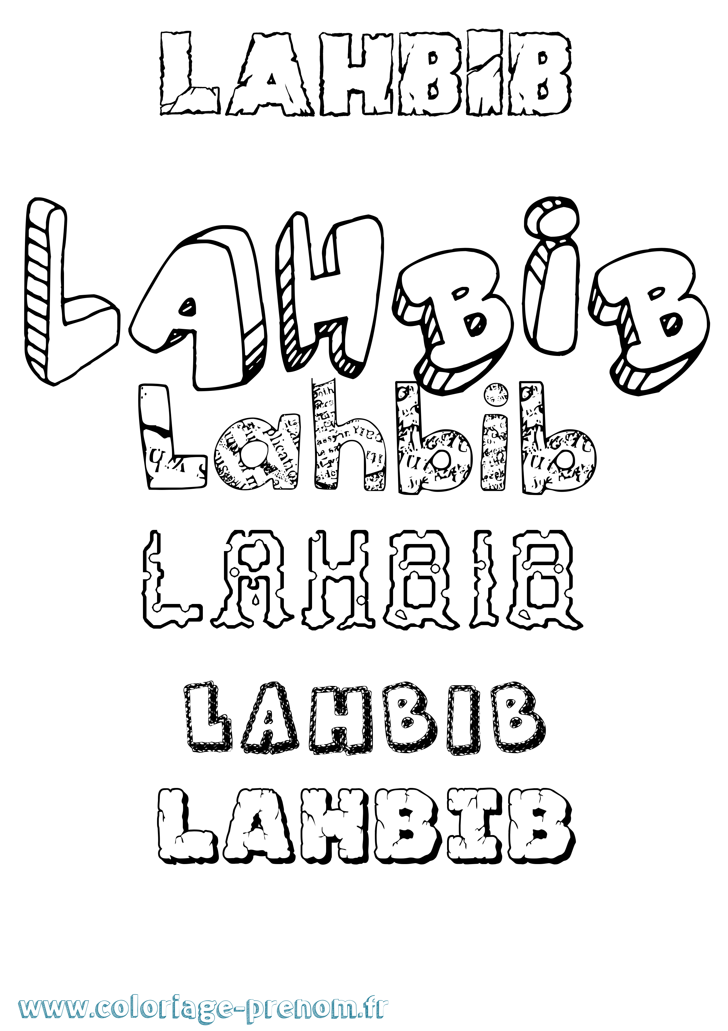 Coloriage Lahbib Destructuré Coloriage prénom Lahbib Destructuré