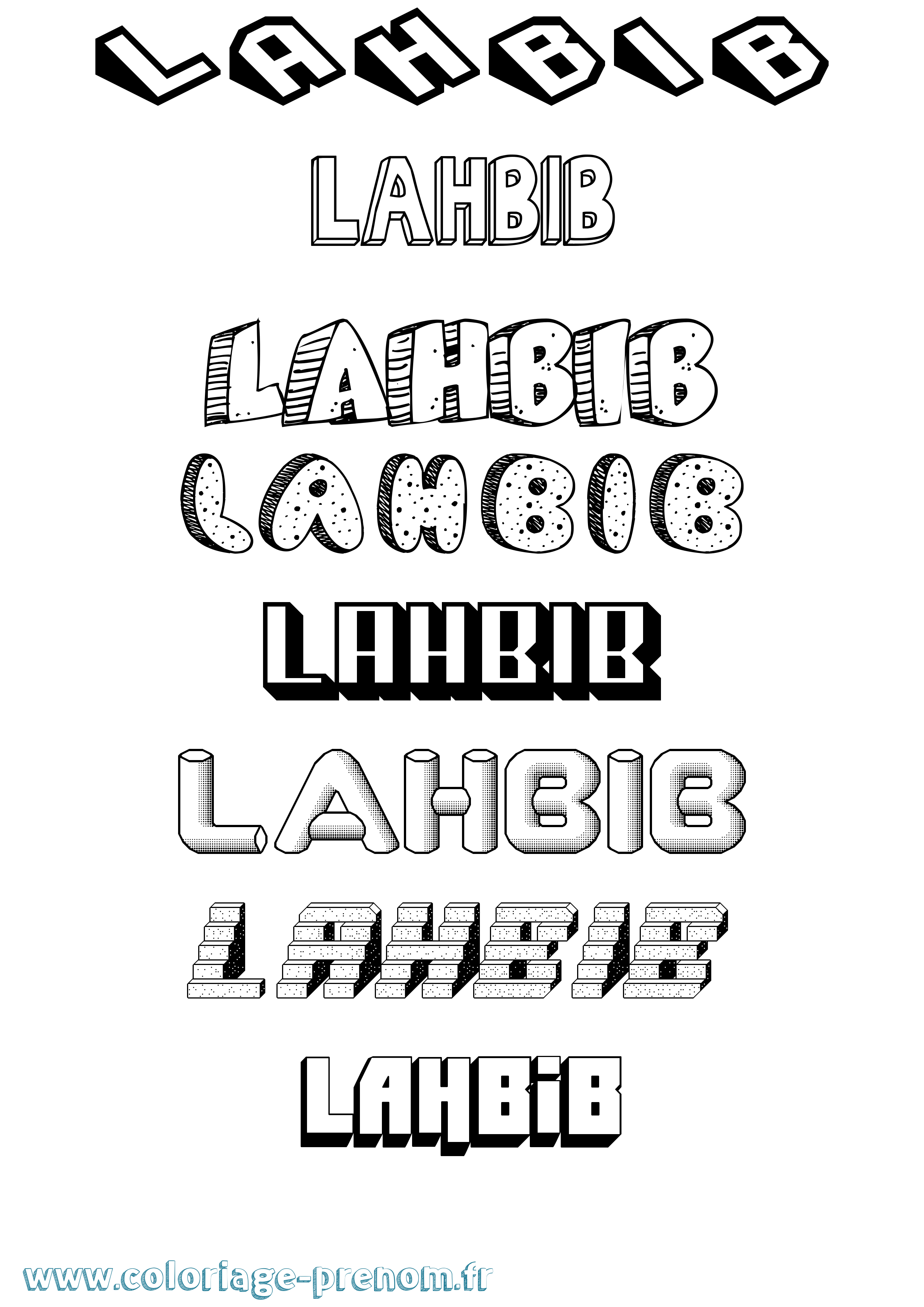 Coloriage Lahbib Effet 3D Coloriage prénom Lahbib Effet 3D