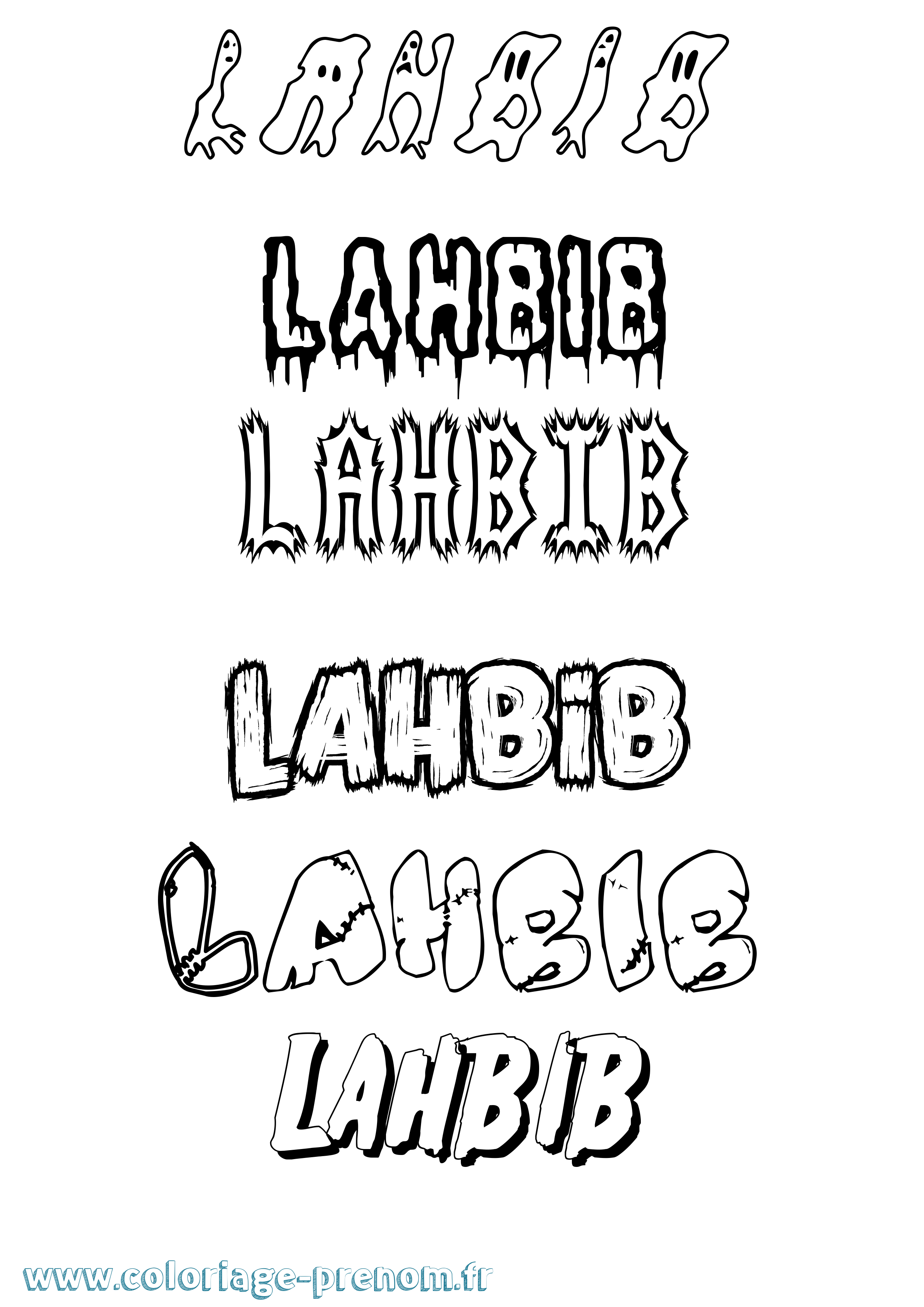 Coloriage Lahbib Frisson Coloriage prénom Lahbib Frisson