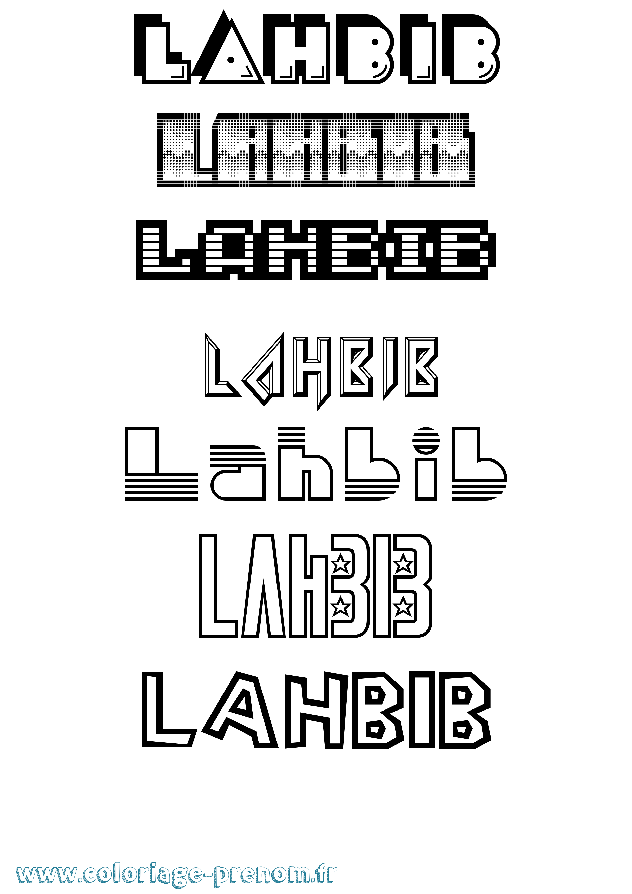 Coloriage prénom Lahbib Jeux Vidéos